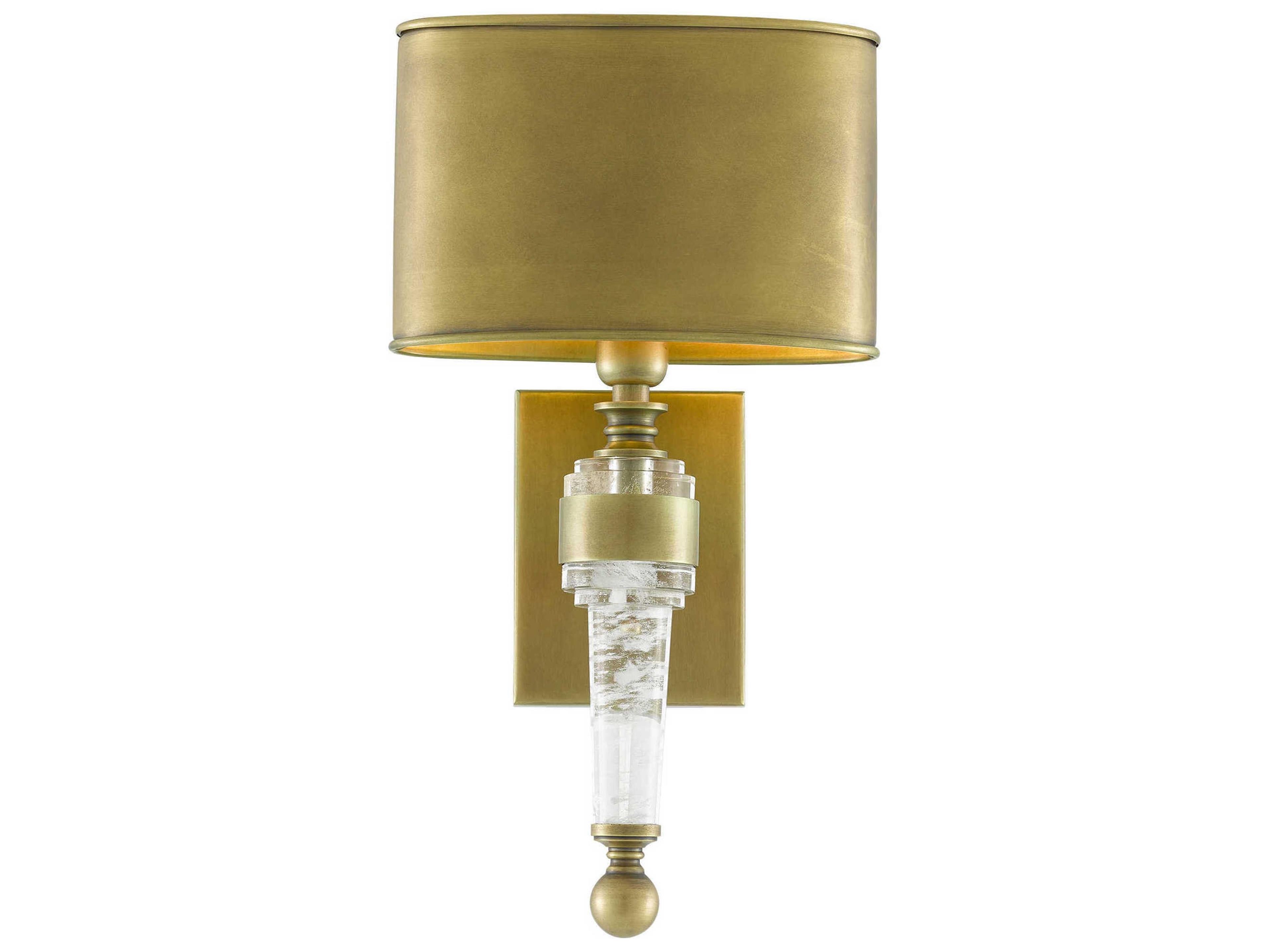 Currey & Company Lindau 1-Light Antique Brass Gold Crystal Wall Sconce