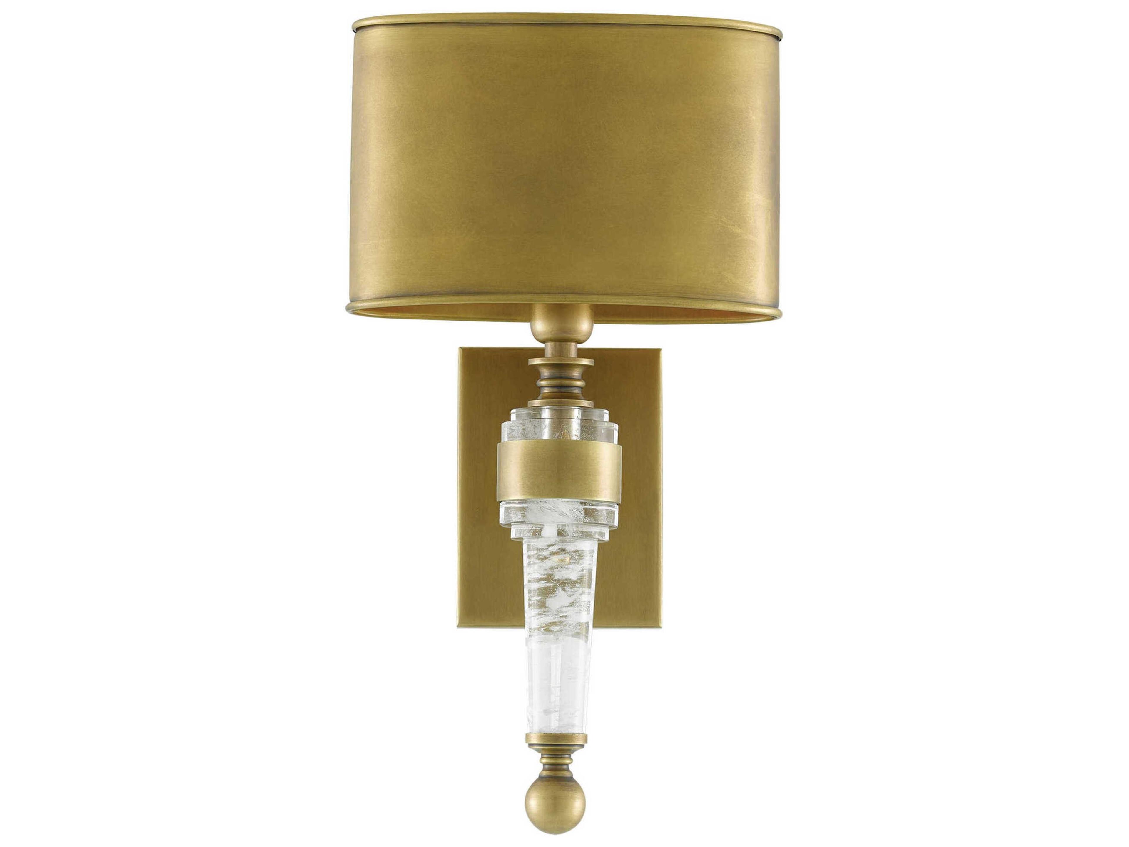 Currey & Company Lindau 1-Light Antique Brass Gold Crystal Wall Sconce