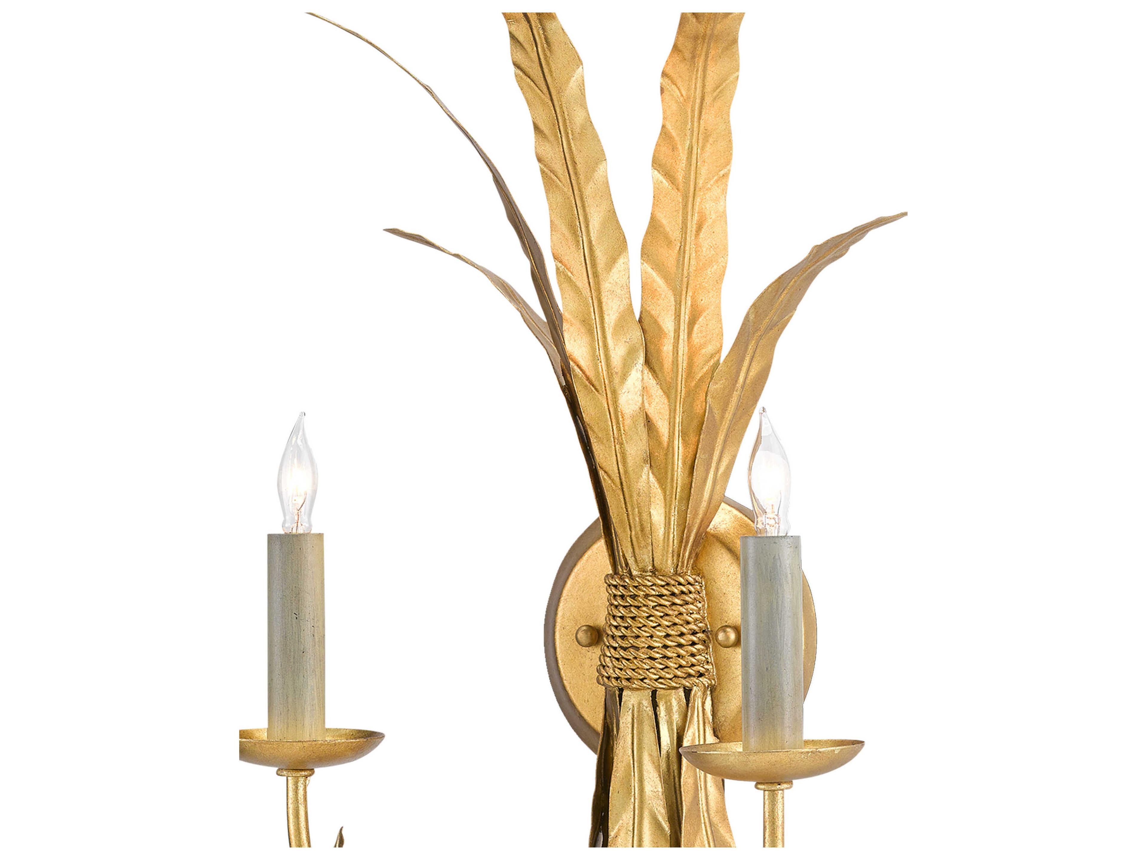 Currey & Company Bette 2-Light Grecian Gold Leaf Wall Sconce