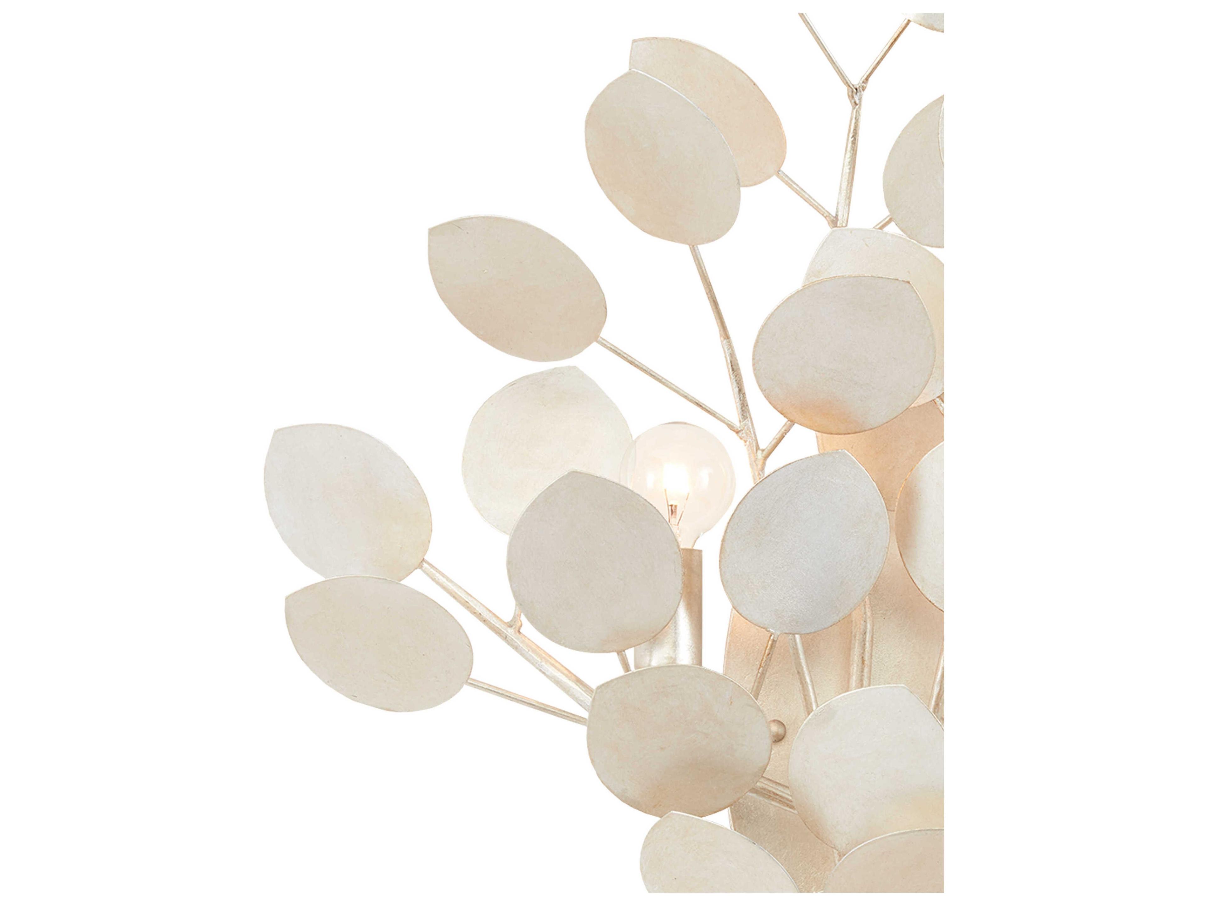 Currey & Company Lunaria 2-Light Contemporary Silver Leaf Wall Sconce