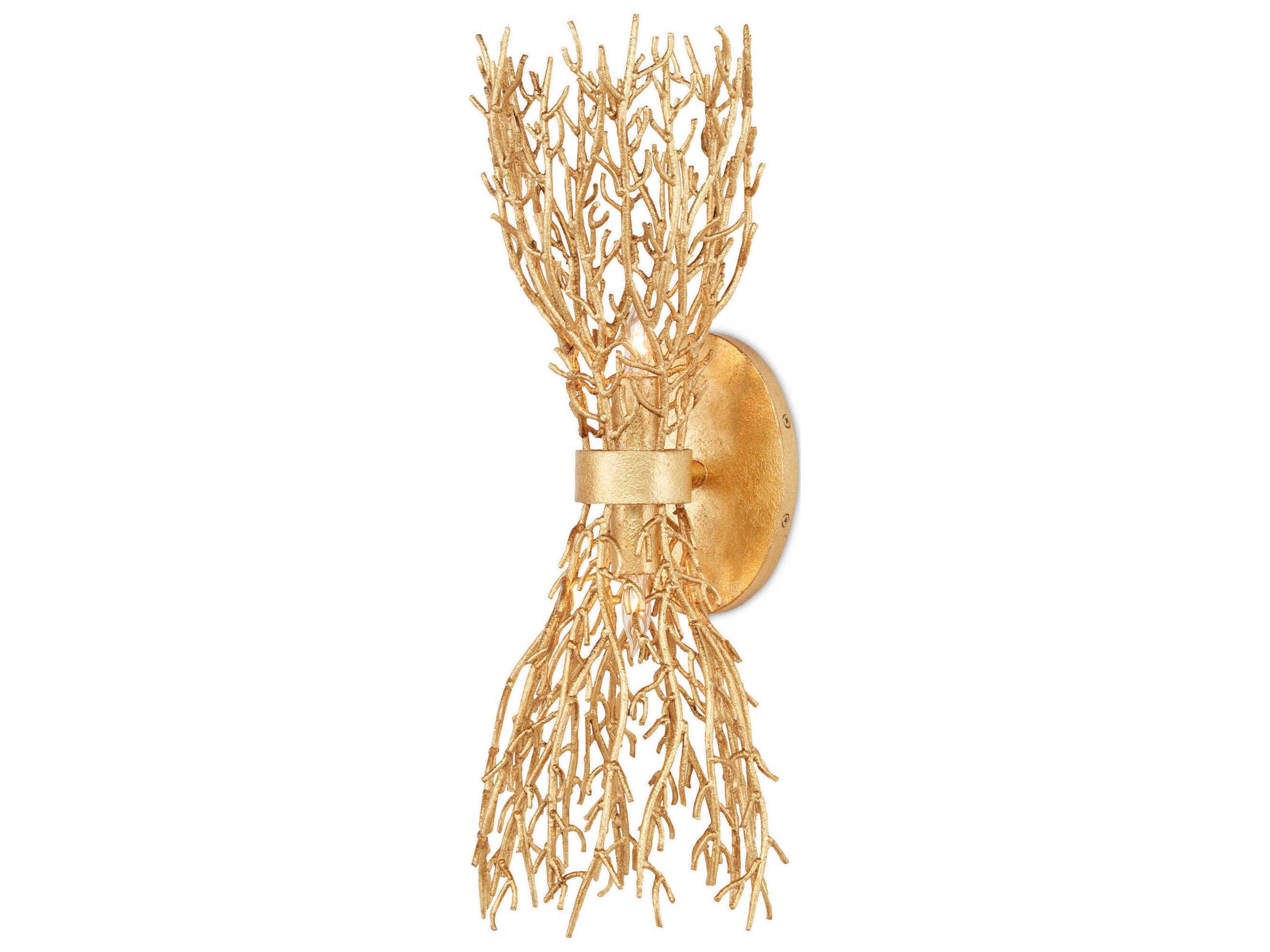 Currey & Company Sea Fan 2-Light Gold Gilt Wall Sconce