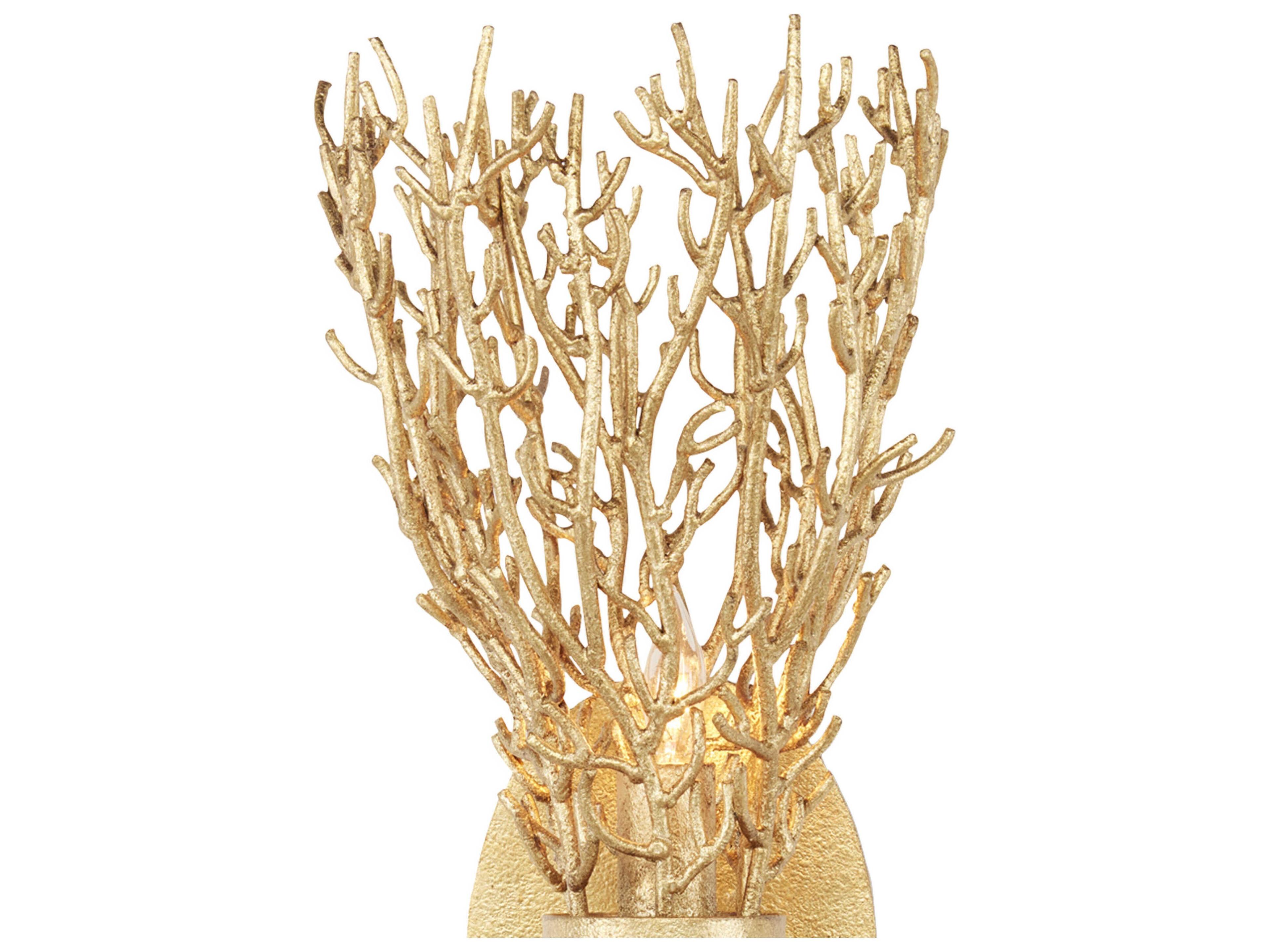 Currey & Company Sea Fan 2-Light Gold Gilt Wall Sconce