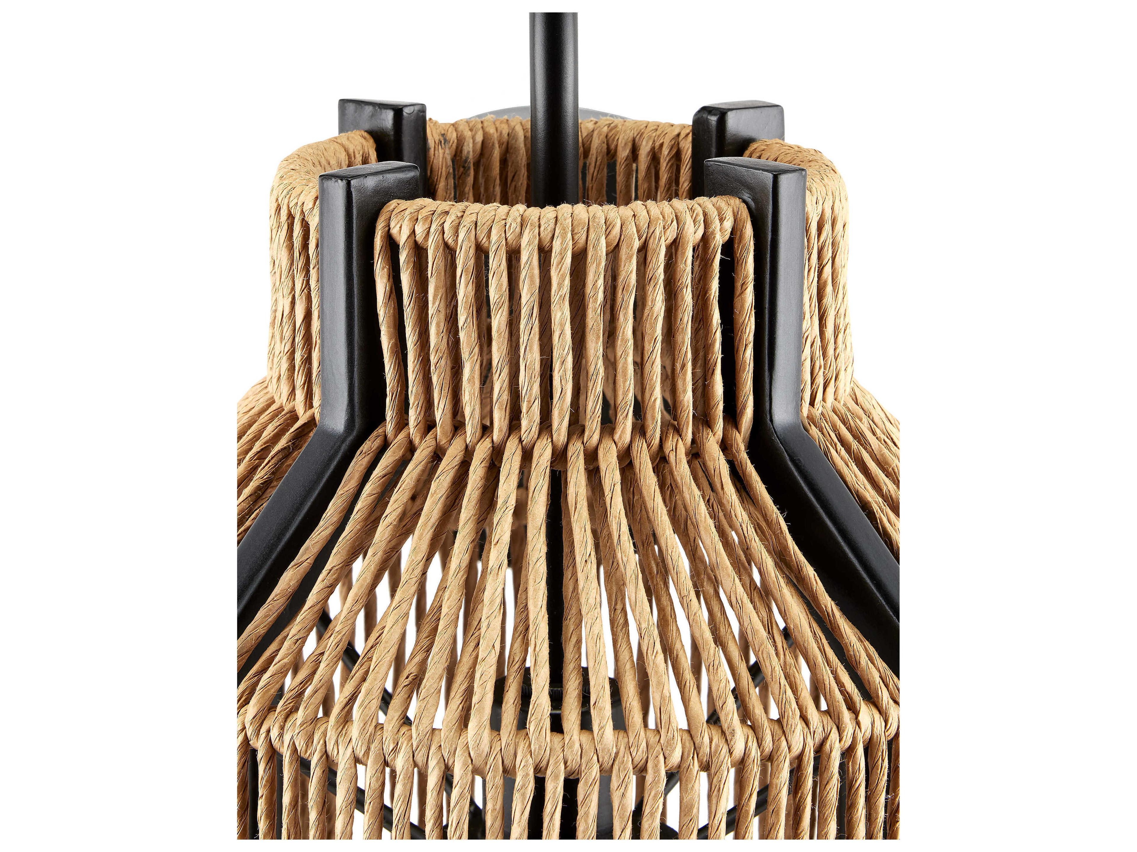 Currey & Company Mali 1-Light Kraft Paper Twine Satin Black Brown Wall Sconce