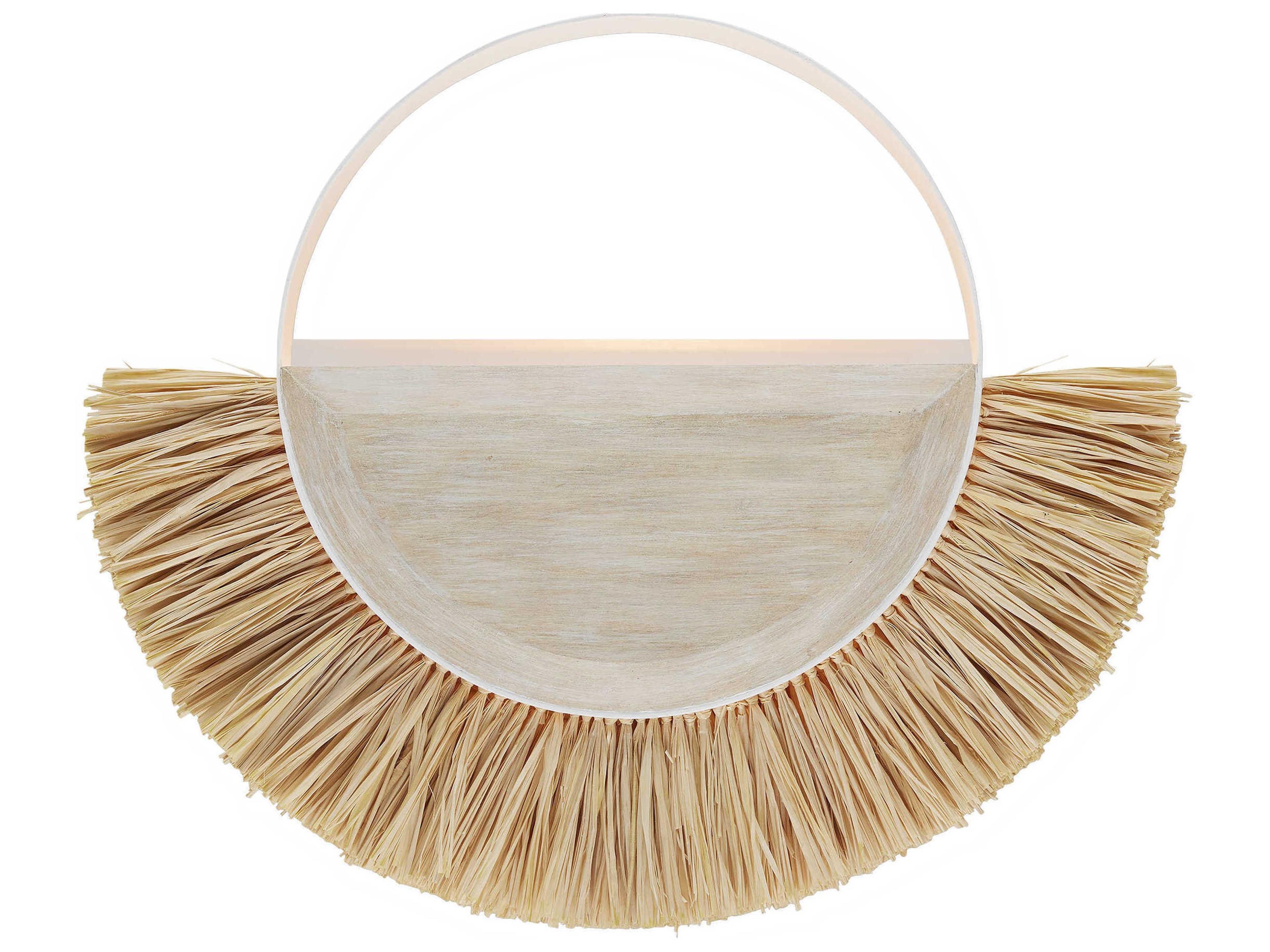 Currey & Company Seychelles 1-Light Sugar White Sandstone Natural Raffia Off Wall Sconce