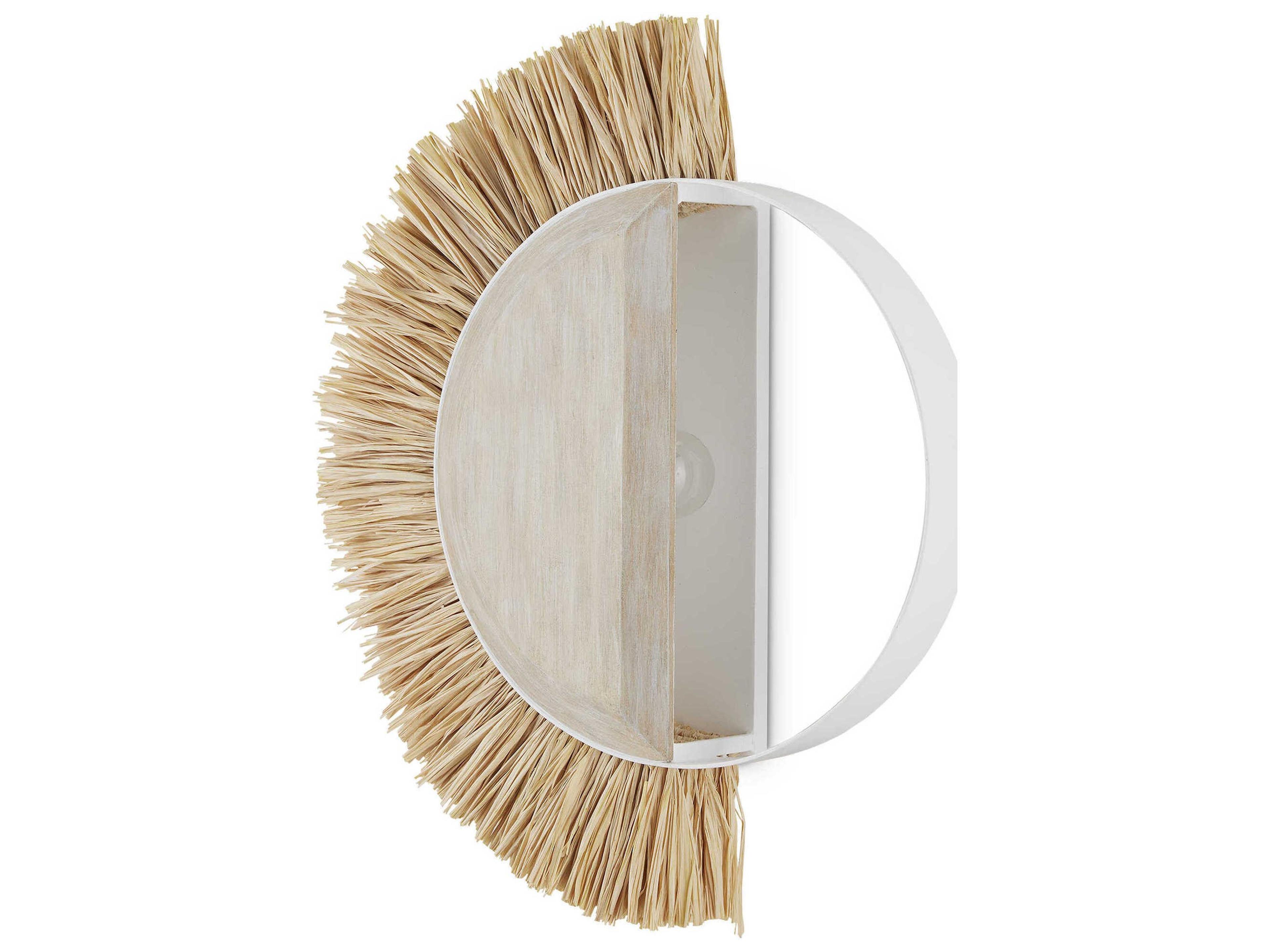 Currey & Company Seychelles 1-Light Sugar White Sandstone Natural Raffia Off Wall Sconce