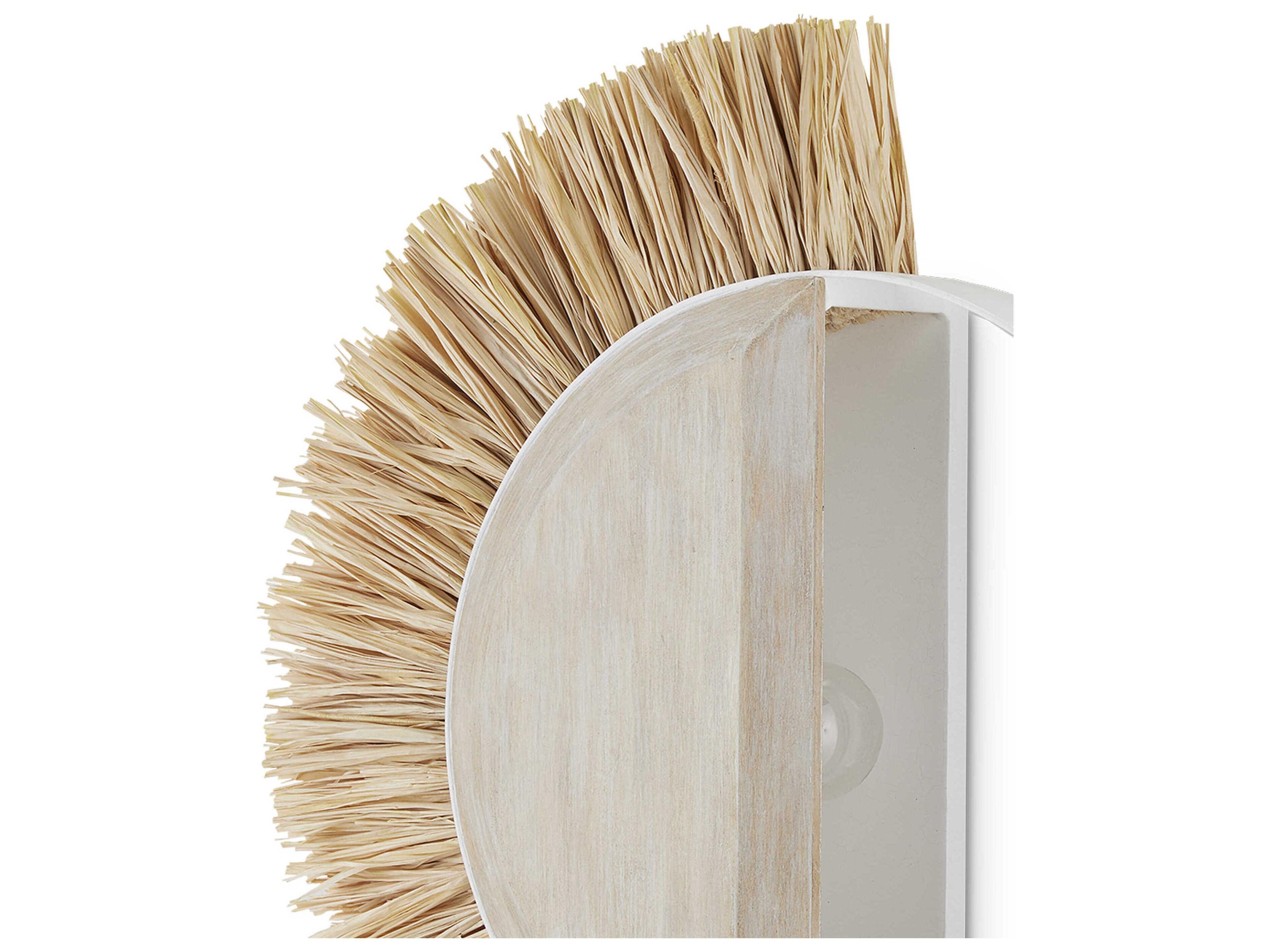 Currey & Company Seychelles 1-Light Sugar White Sandstone Natural Raffia Off Wall Sconce