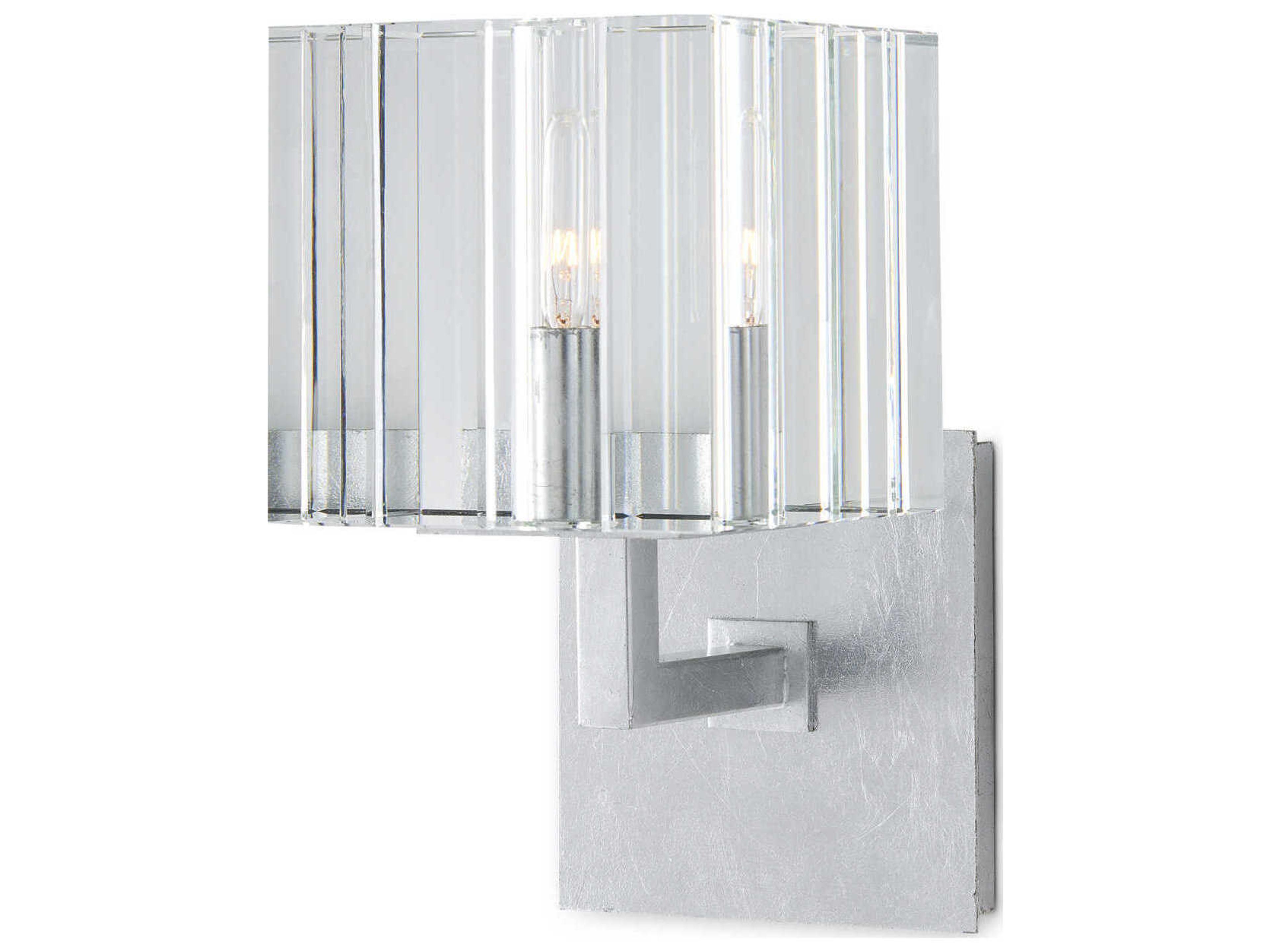 Currey & Company Valerio 1-Light Silver Leaf Crystal Wall Sconce