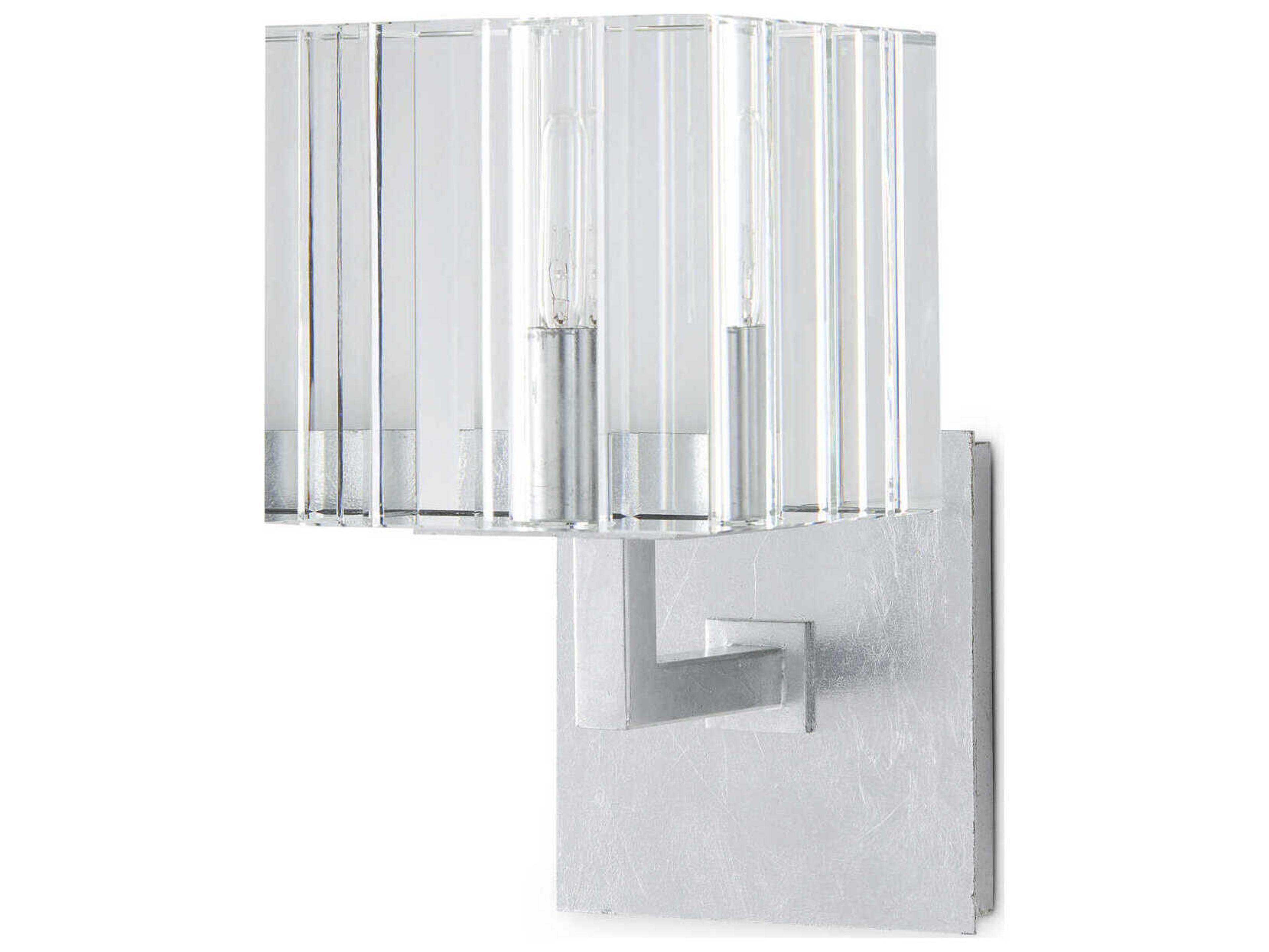 Currey & Company Valerio 1-Light Silver Leaf Crystal Wall Sconce