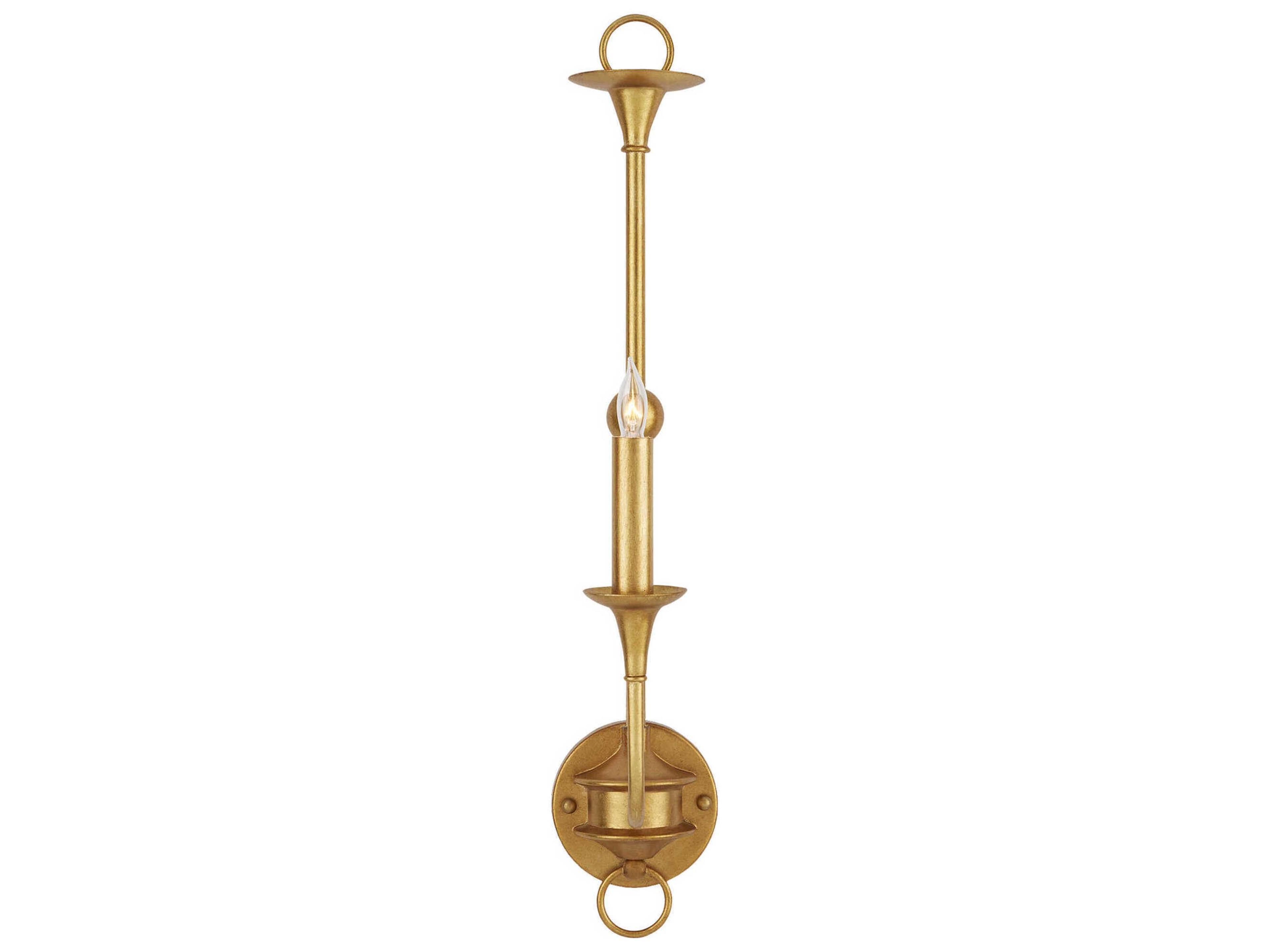 Currey & Company Nottaway 1-Light Contemporary Gold Leaf Wall Sconce