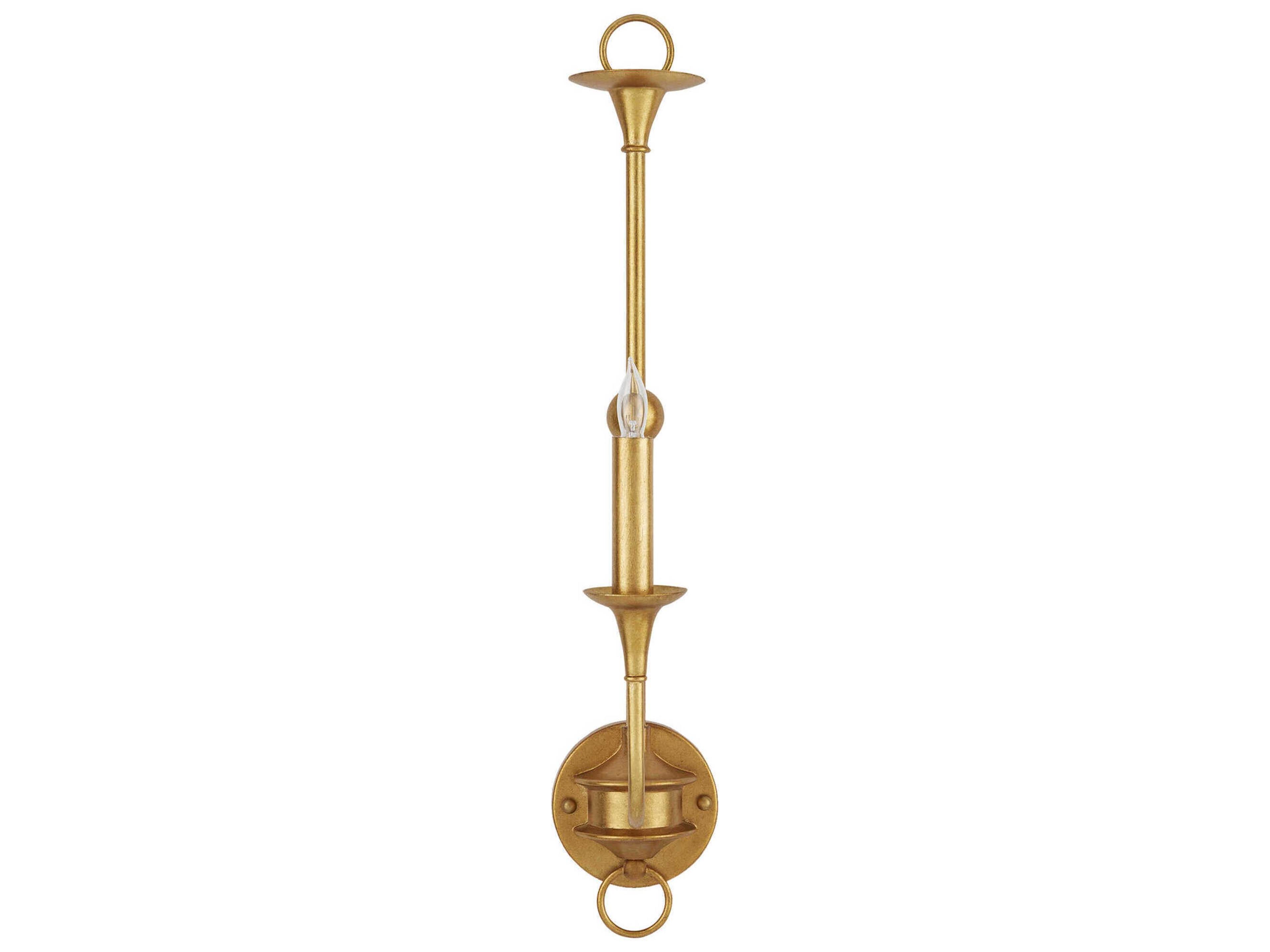 Currey & Company Nottaway 1-Light Contemporary Gold Leaf Wall Sconce