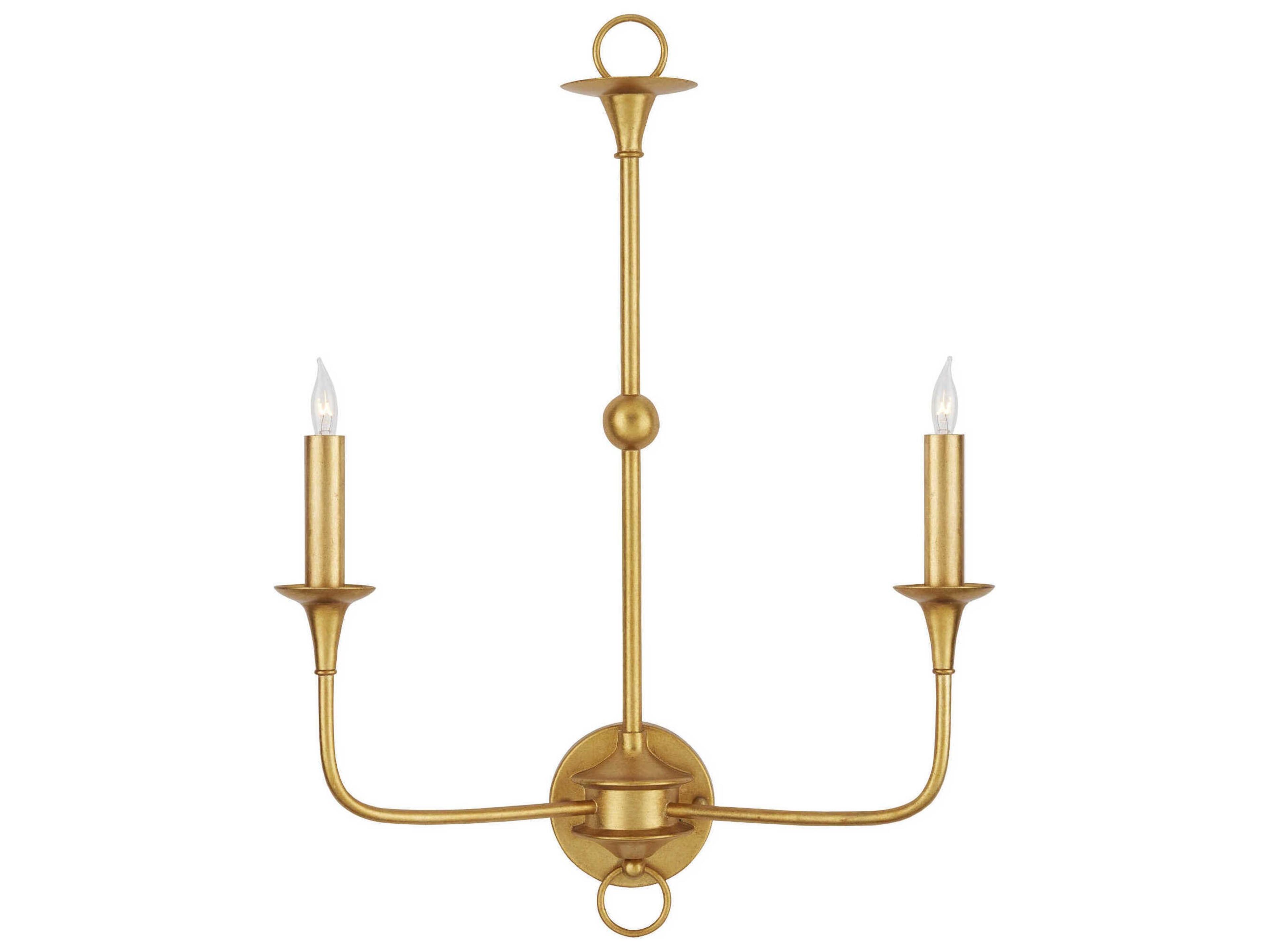 Currey & Company Nottaway 2-Light Contemporary Gold Leaf Wall Sconce