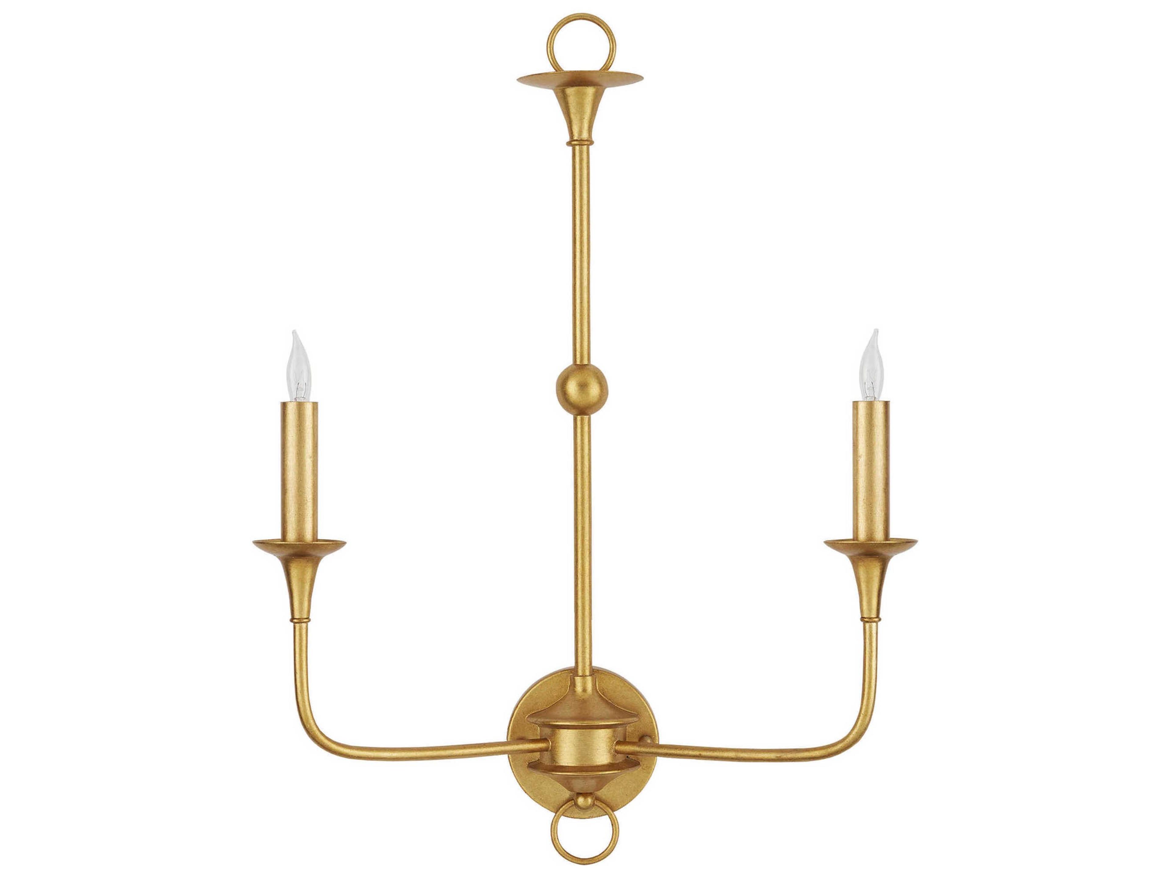 Currey & Company Nottaway 2-Light Contemporary Gold Leaf Wall Sconce