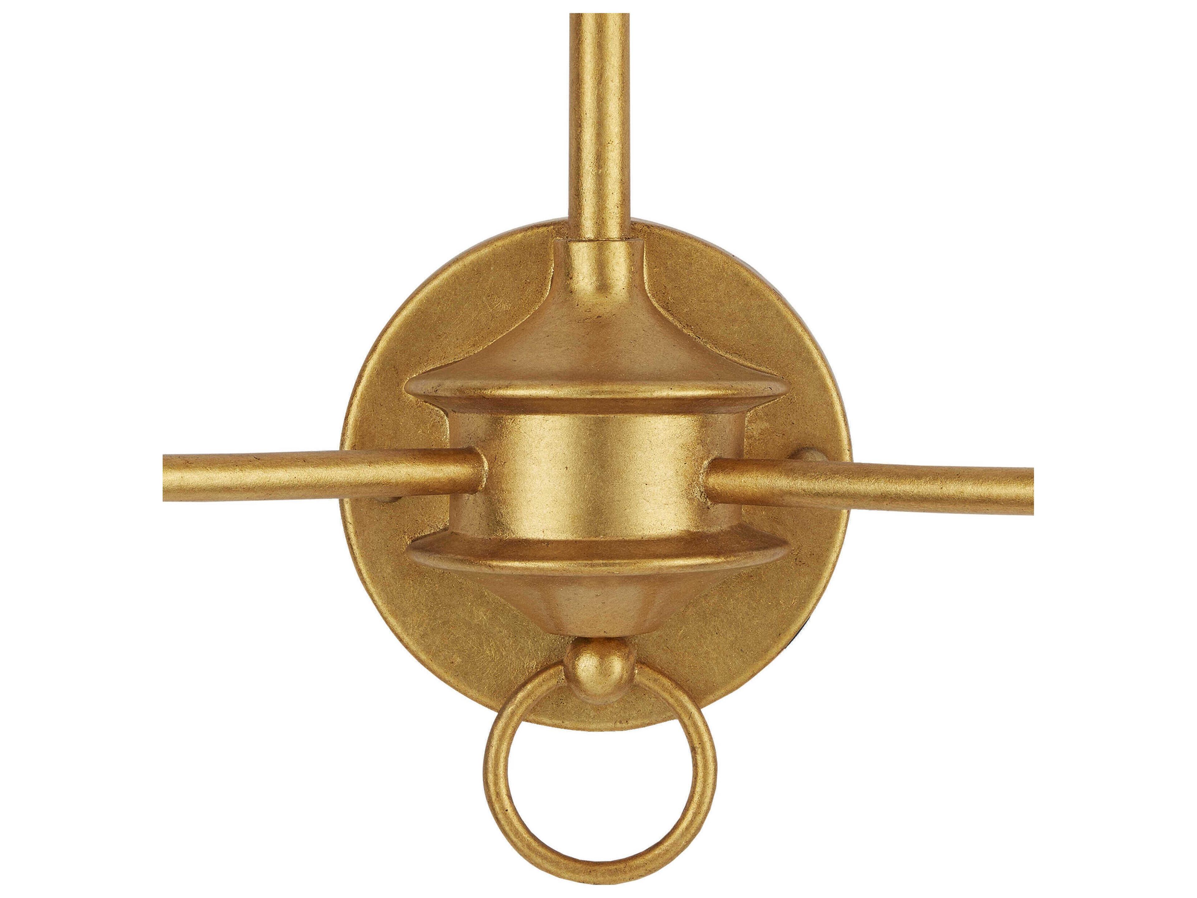 Currey & Company Nottaway 2-Light Contemporary Gold Leaf Wall Sconce