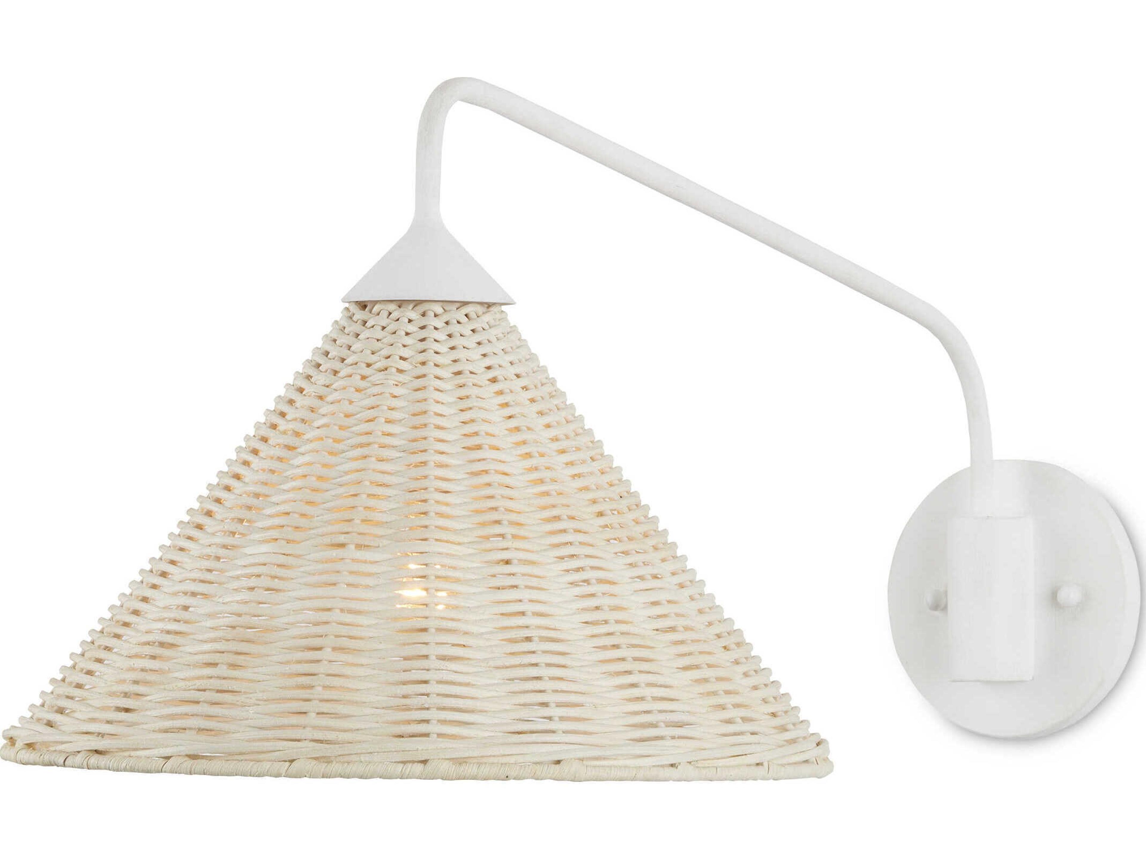 Currey & Company Basket 1-Light Gesso White bleached Swing Wall Sconce