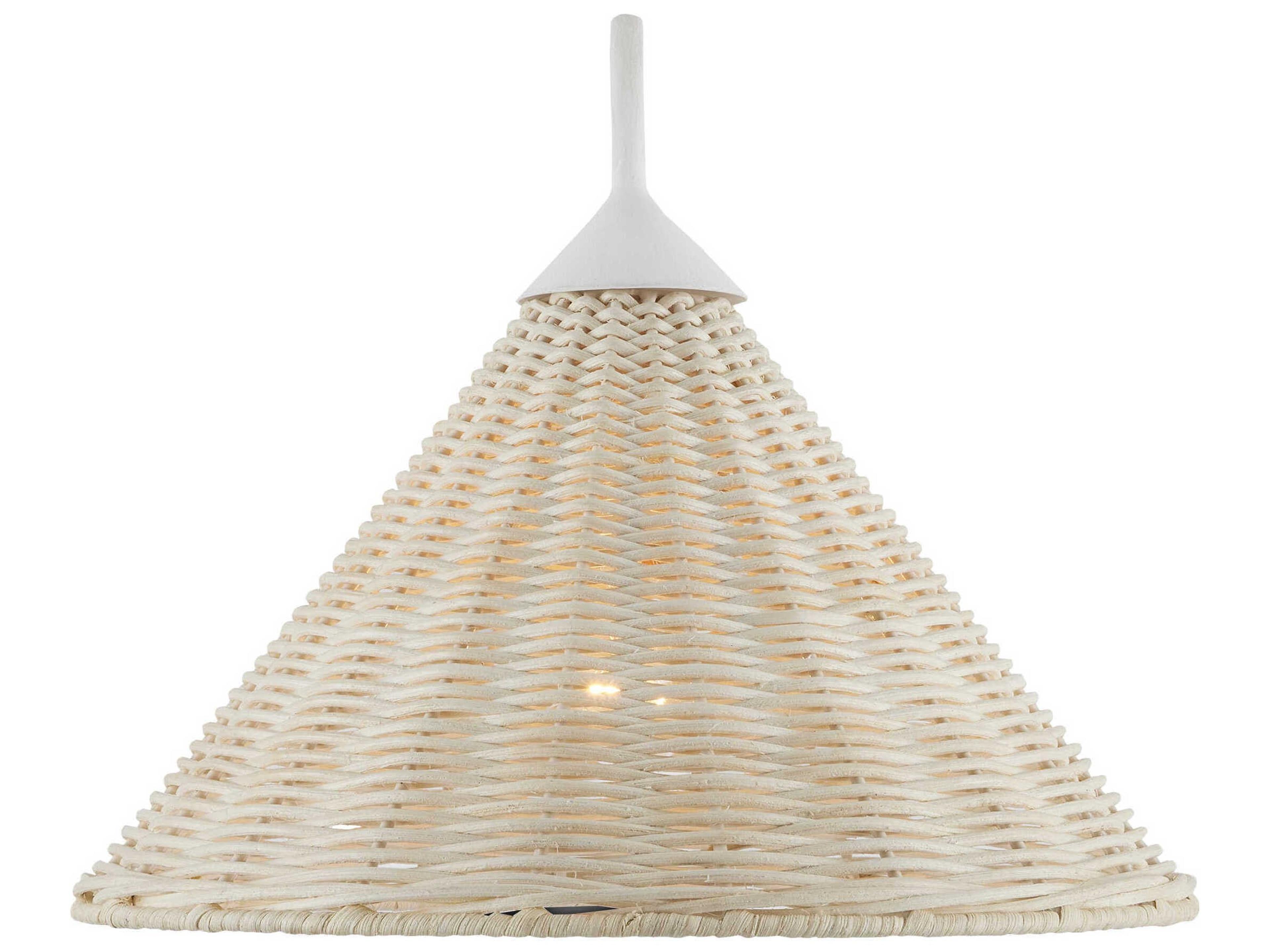 Currey & Company Basket 1-Light Gesso White bleached Swing Wall Sconce