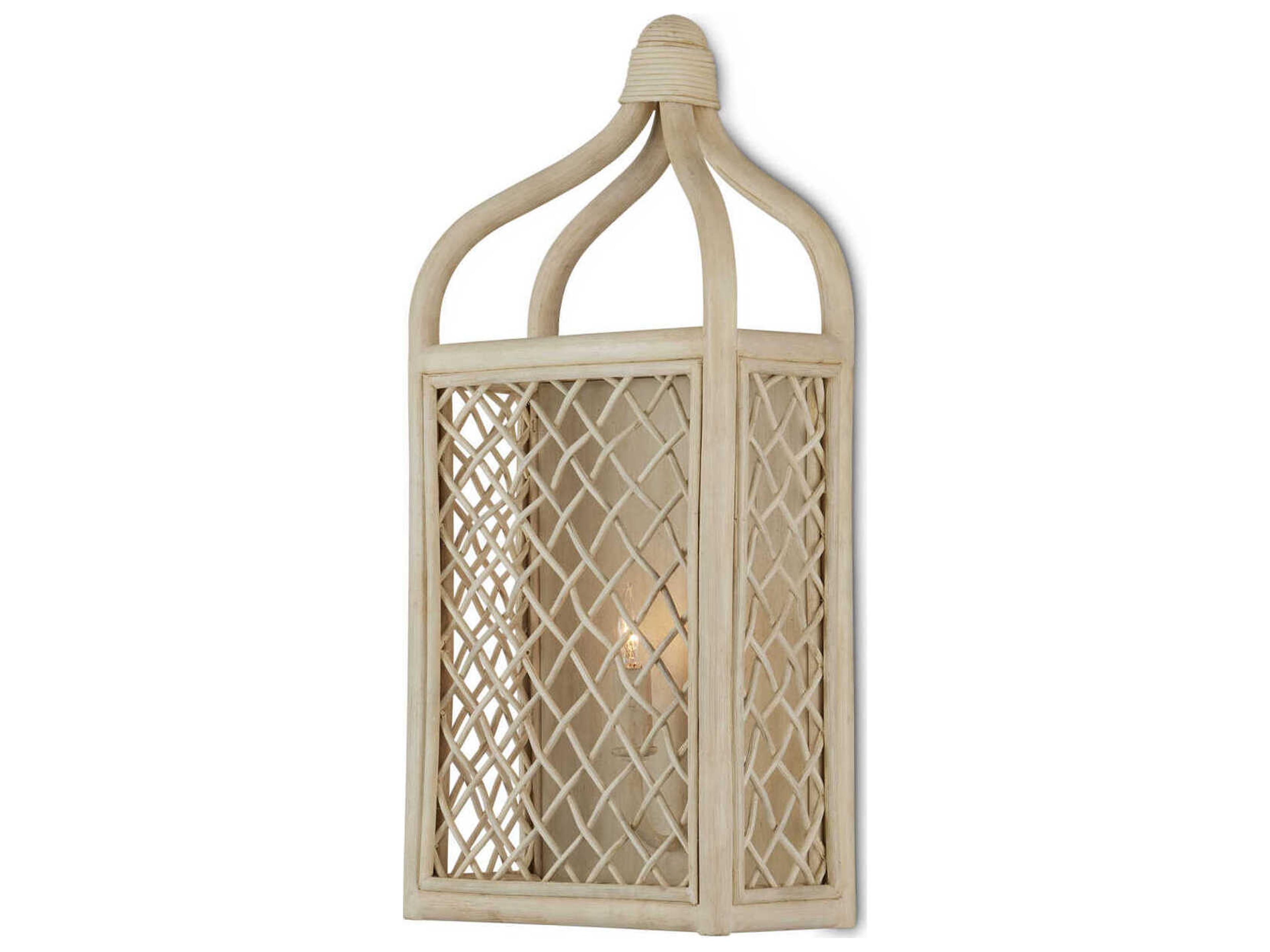 Currey & Company Wanstead 1-Light Bleached Natural Antique Pearl White Wall Sconce