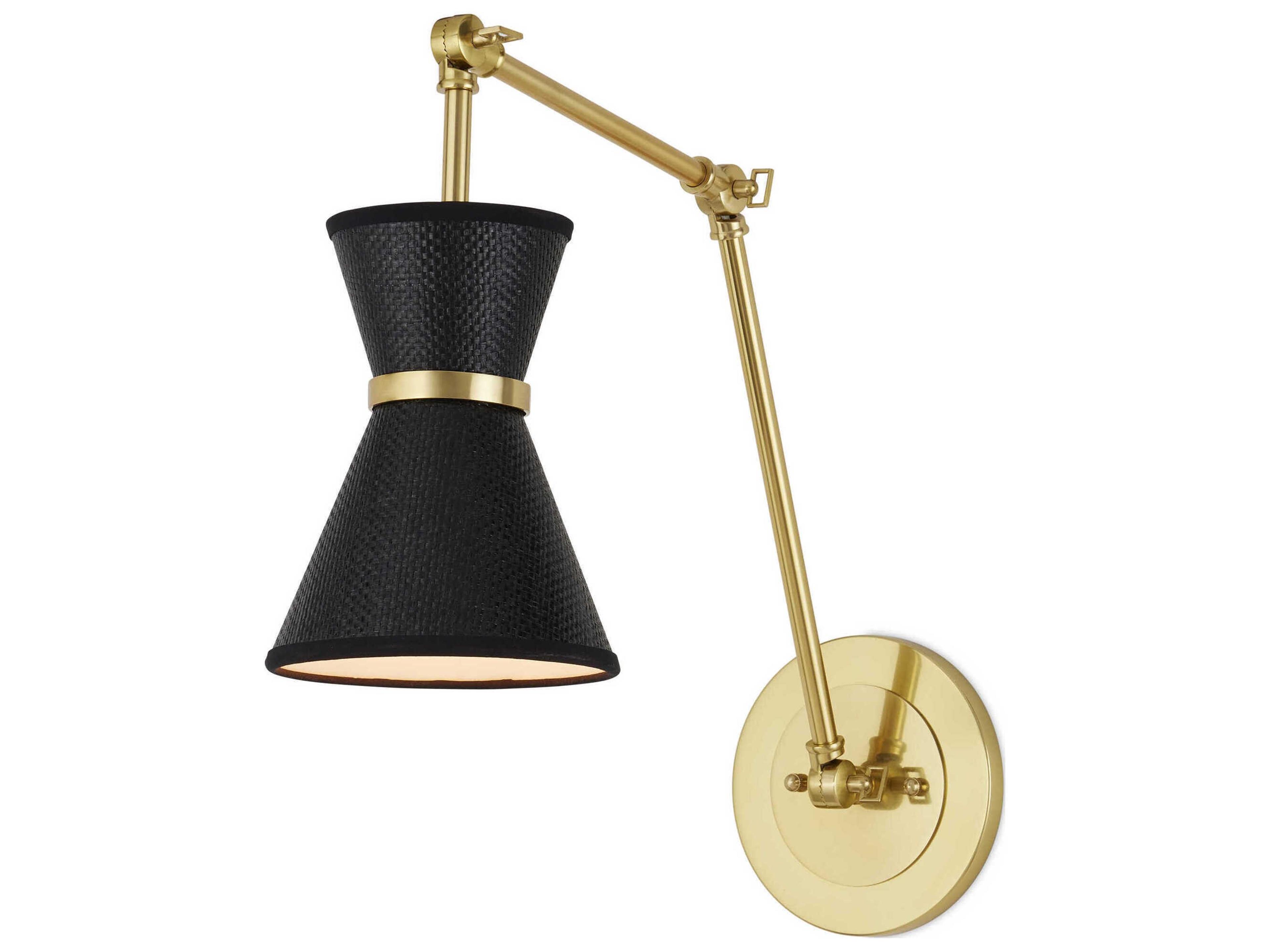 Currey & Company Avignon 1-Light Polished Brass Black Swing Wall Sconce