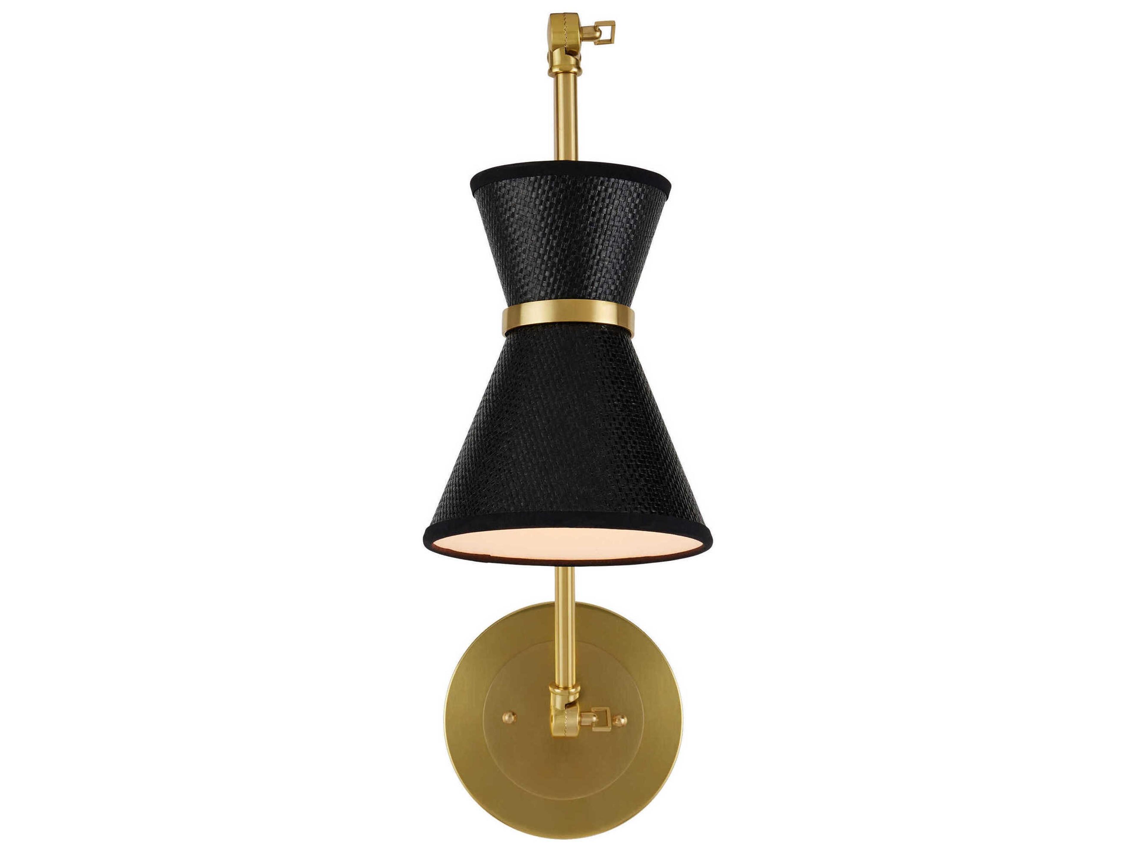 Currey & Company Avignon 1-Light Polished Brass Black Swing Wall Sconce