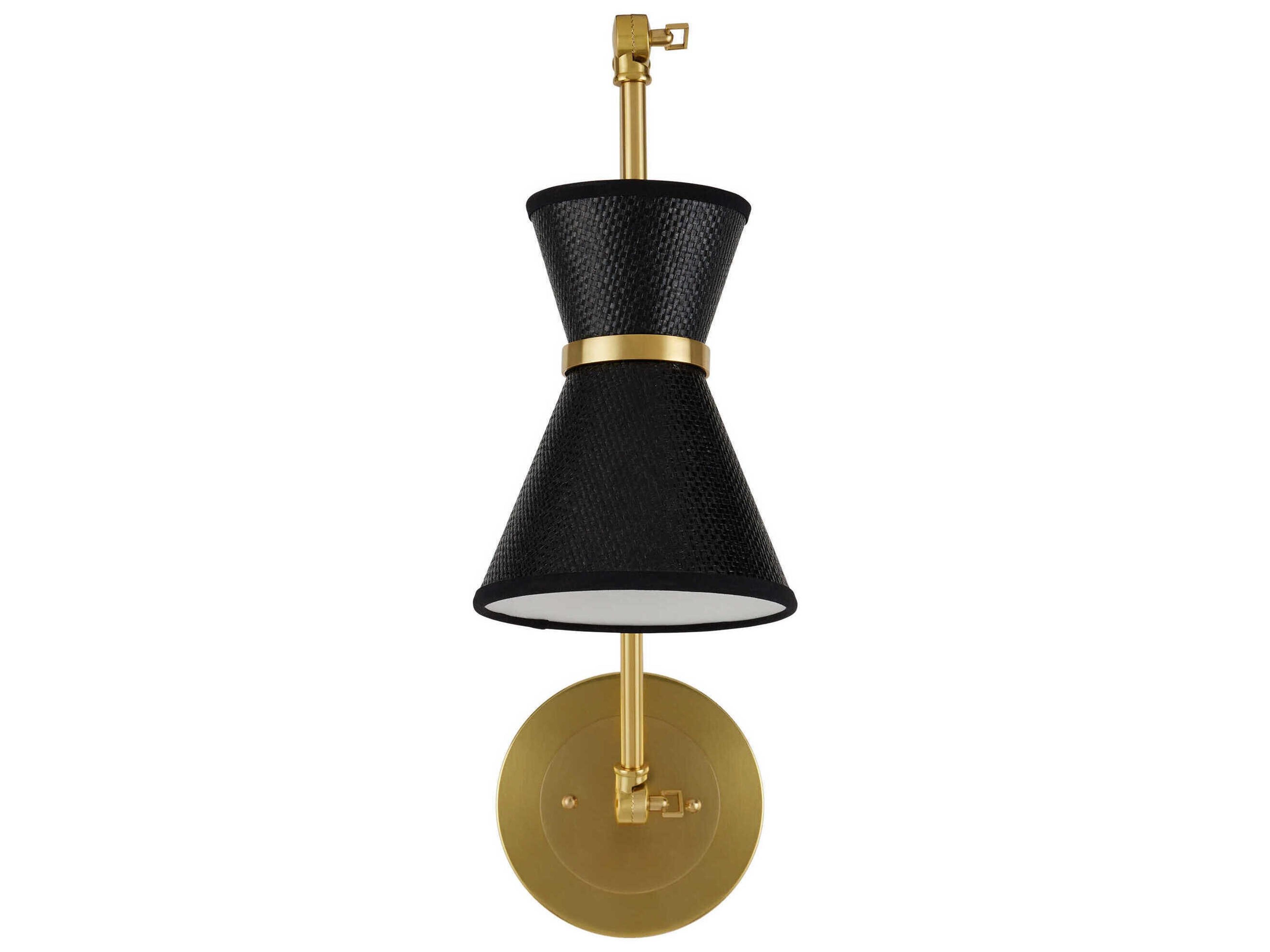 Currey & Company Avignon 1-Light Polished Brass Black Swing Wall Sconce