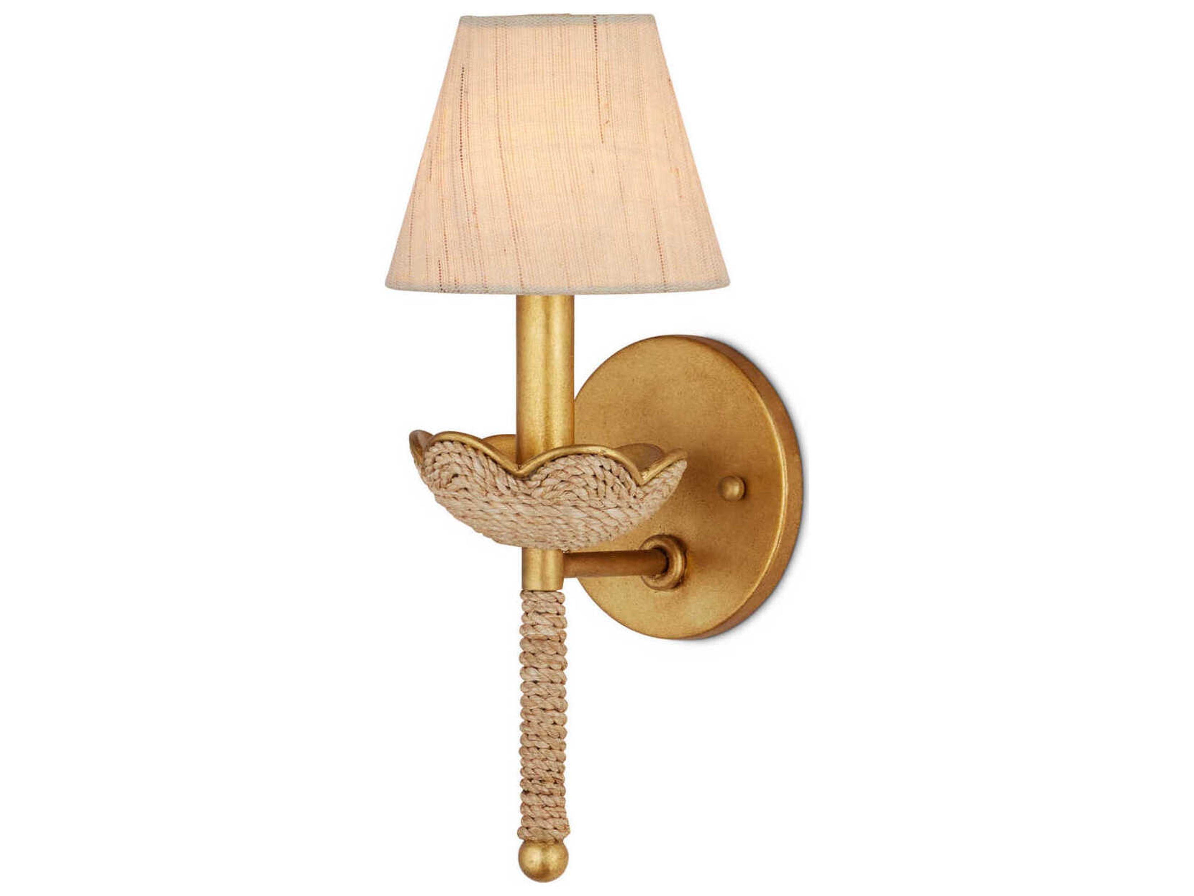 Currey & Company Vichy 1-Light Natural Contemporary Gold Leaf Wall Sconce