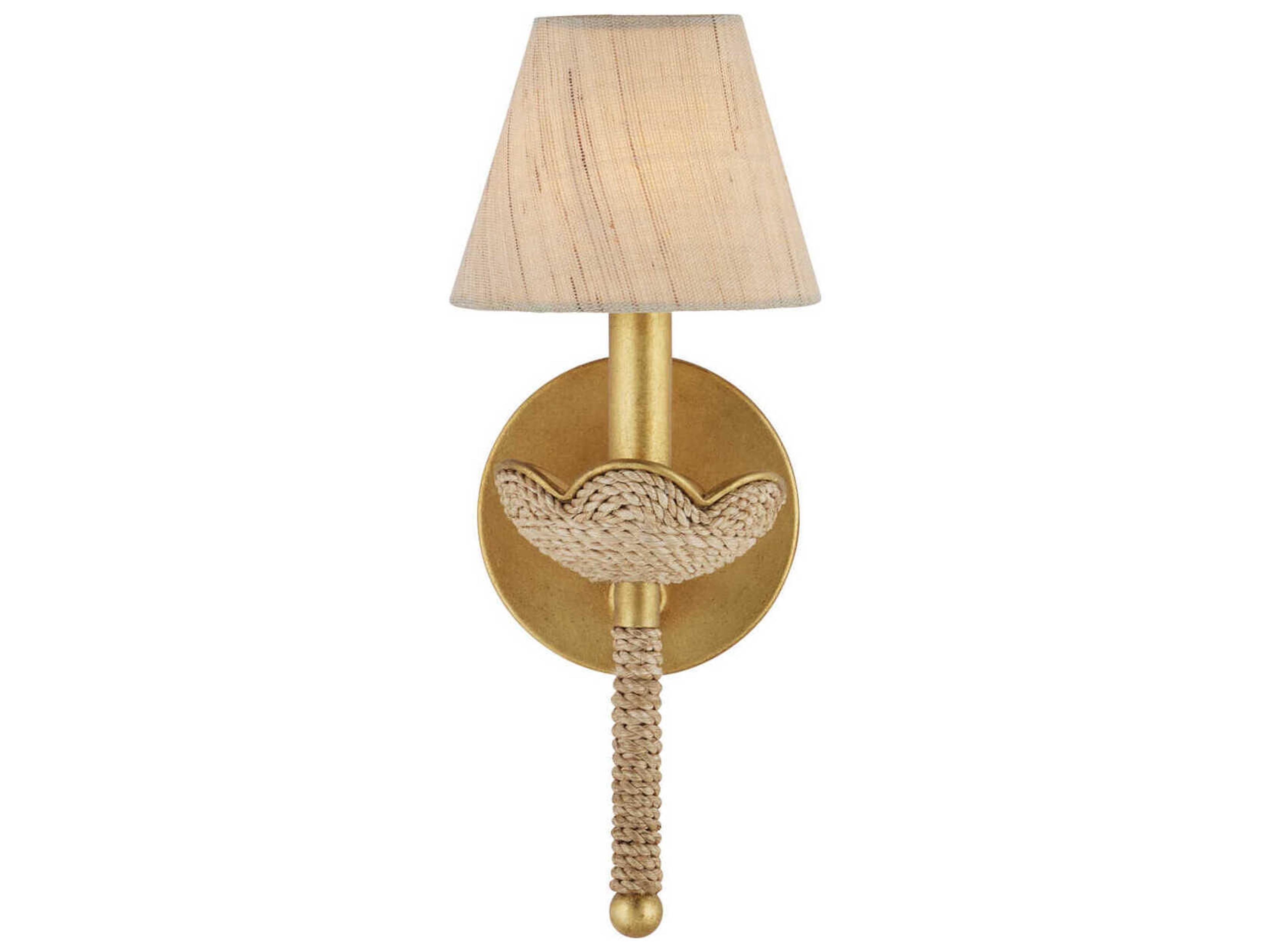 Currey & Company Vichy 1-Light Natural Contemporary Gold Leaf Wall Sconce