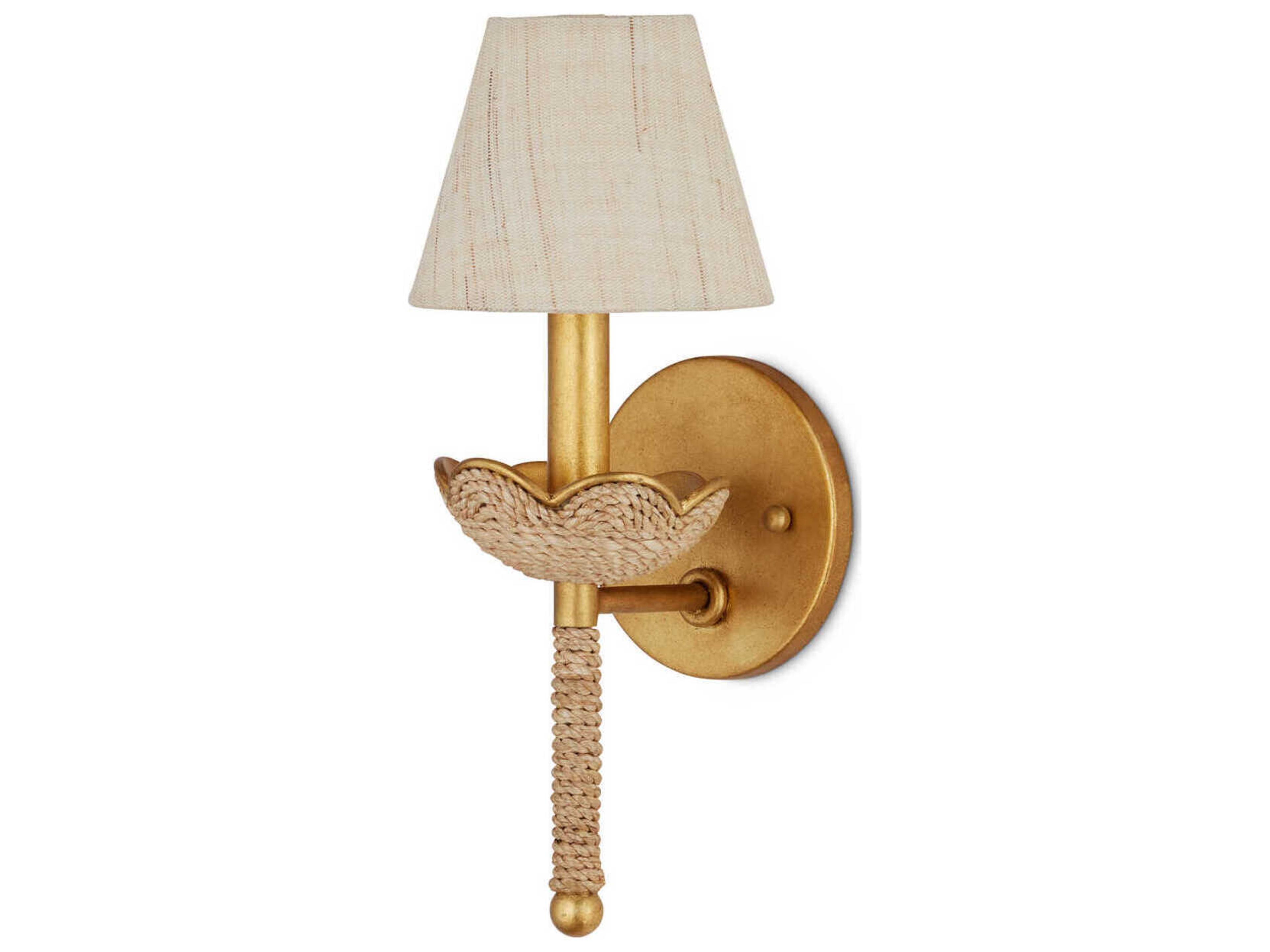 Currey & Company Vichy 1-Light Natural Contemporary Gold Leaf Wall Sconce