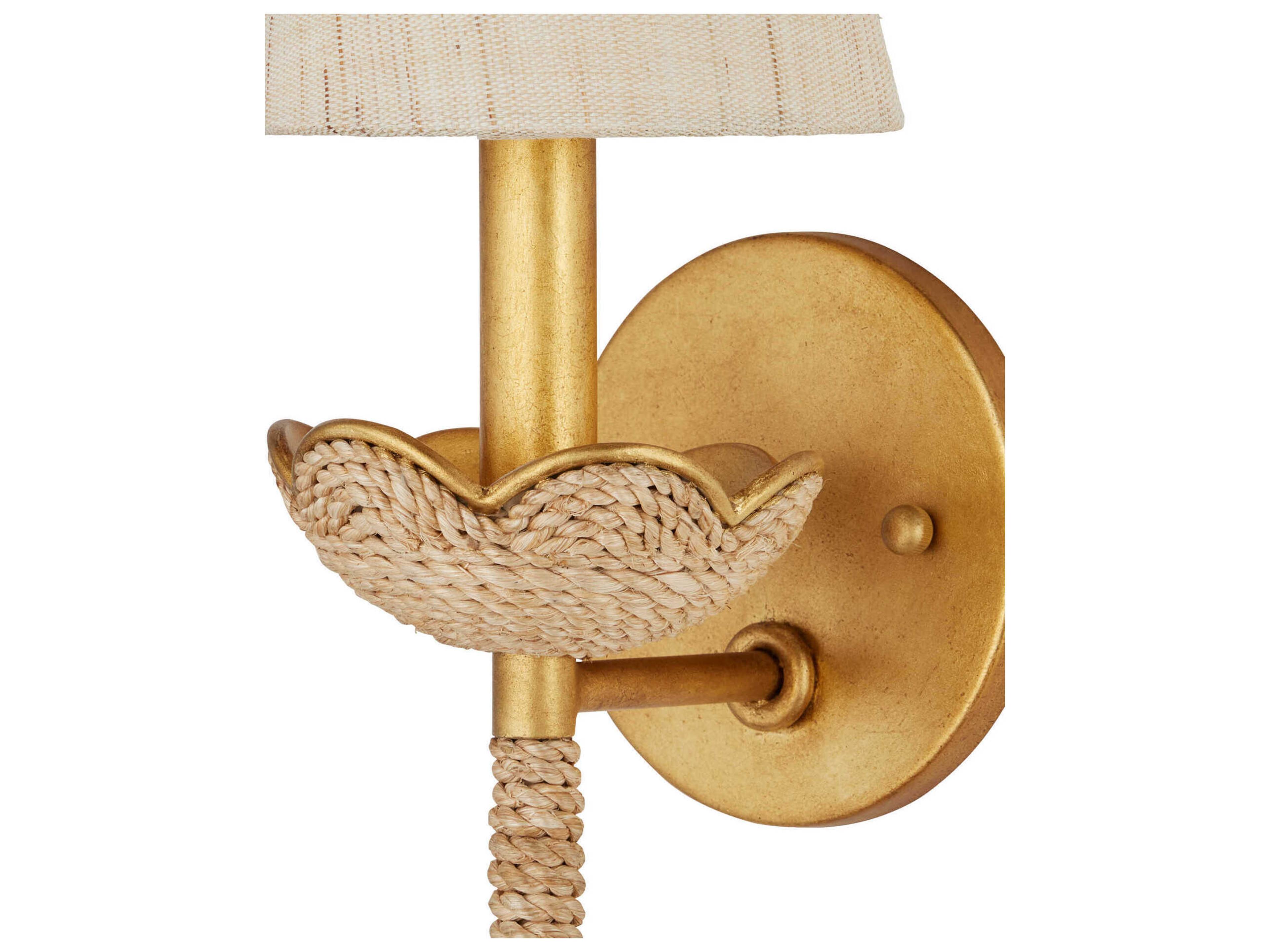 Currey & Company Vichy 1-Light Natural Contemporary Gold Leaf Wall Sconce