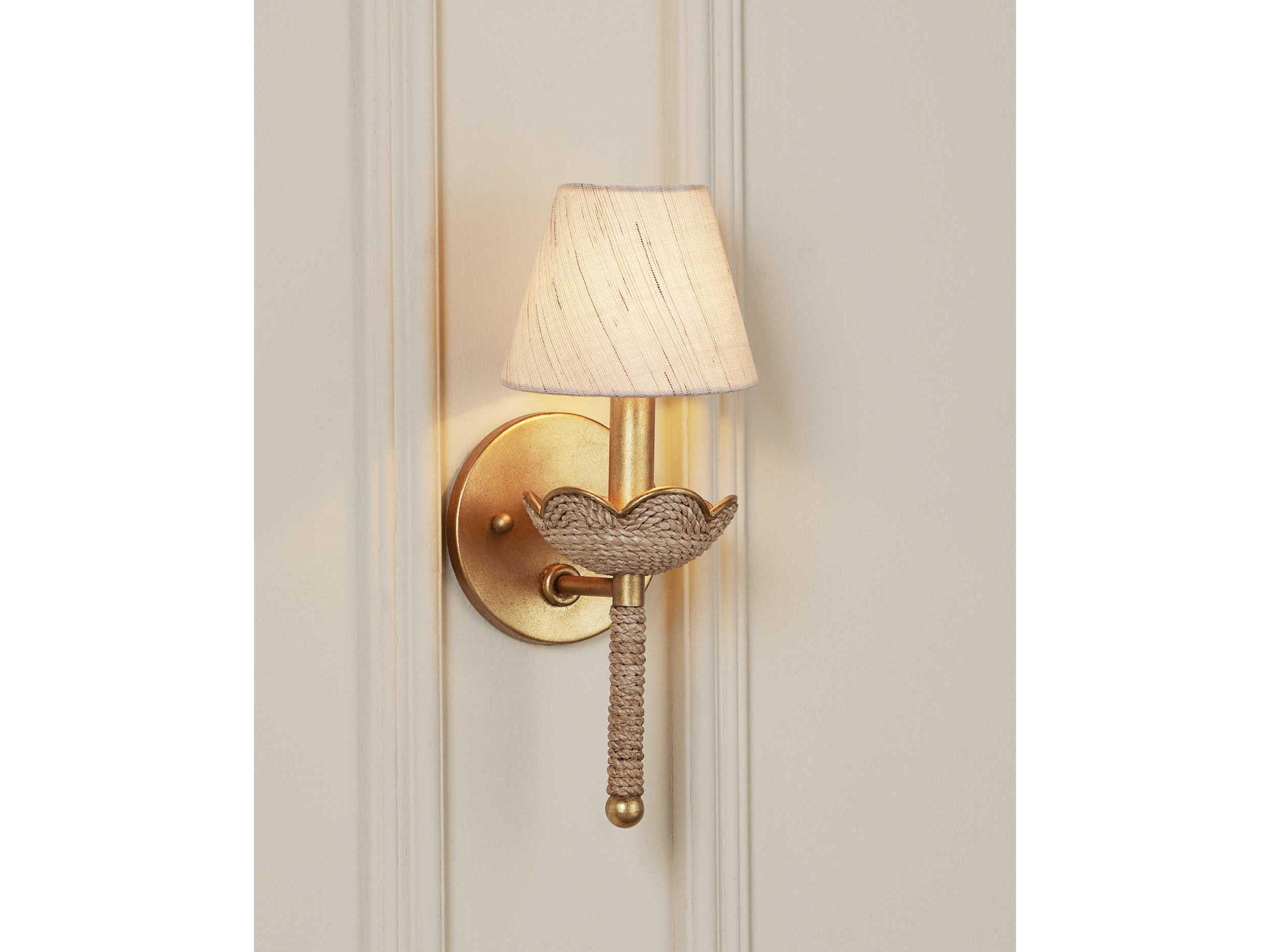 Currey & Company Vichy 1-Light Natural Contemporary Gold Leaf Wall Sconce