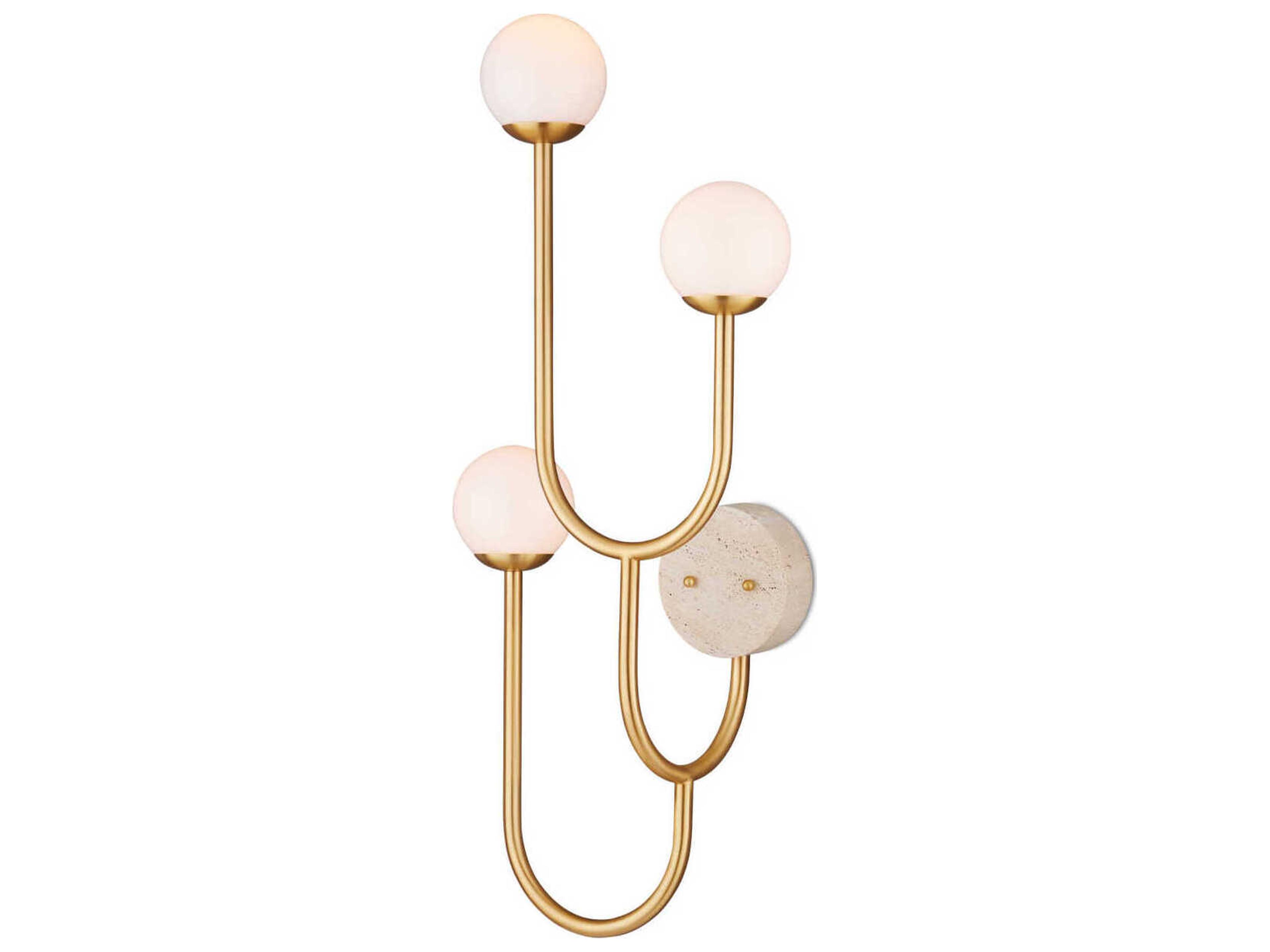 Currey & Company Highsmith 3-Light Brass Natural Wall Sconce