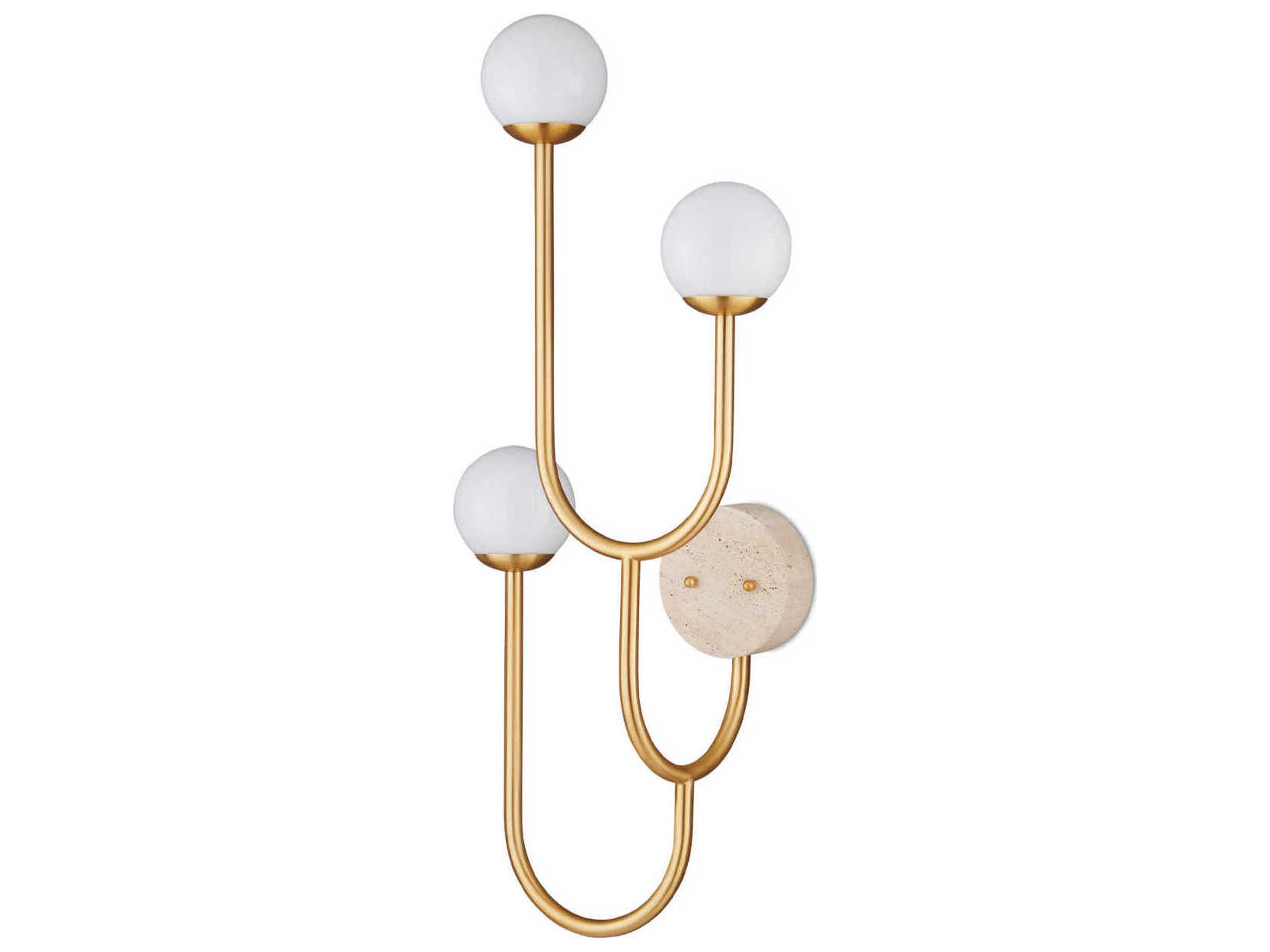 Currey & Company Highsmith 3-Light Brass Natural Wall Sconce