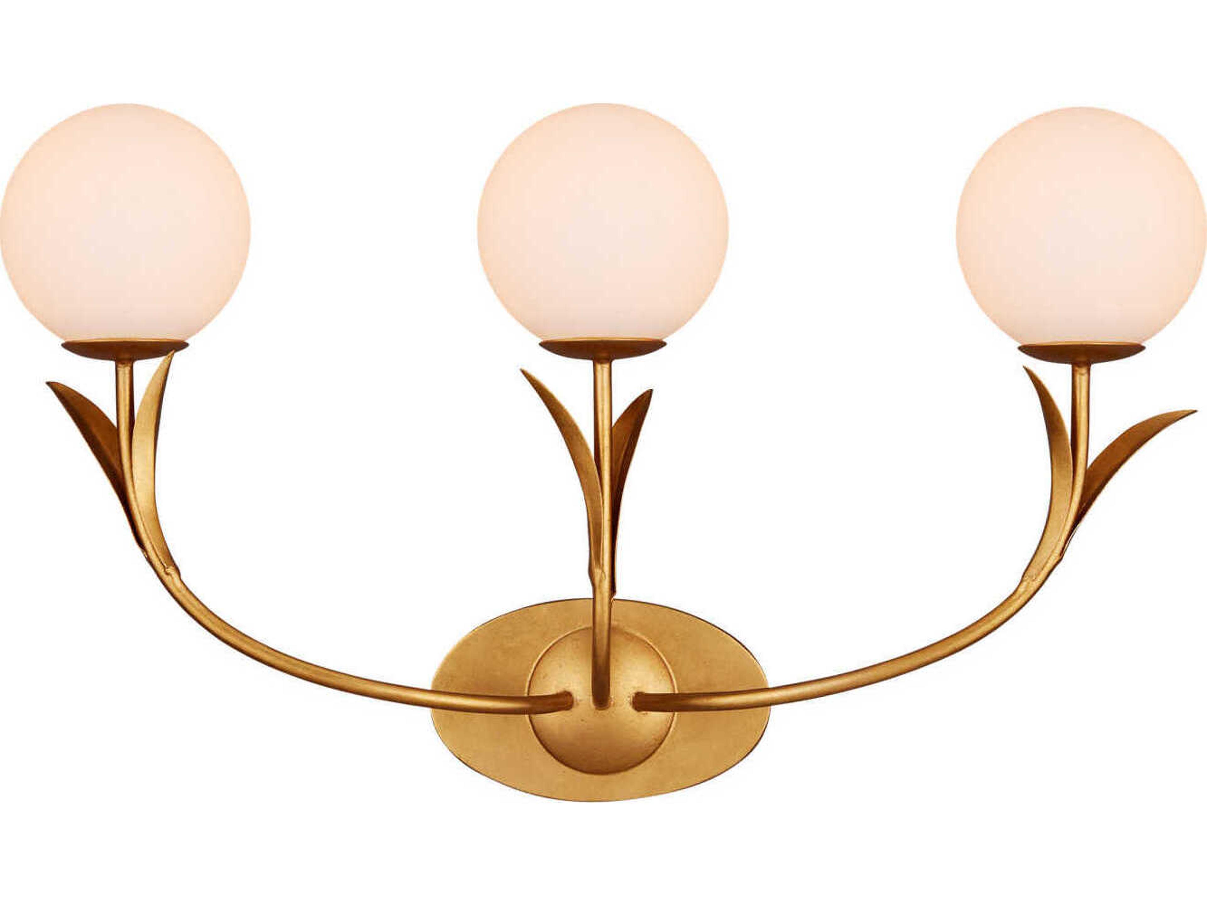 Rossville 3-light Contemporary Gold Leaf Vanity Light