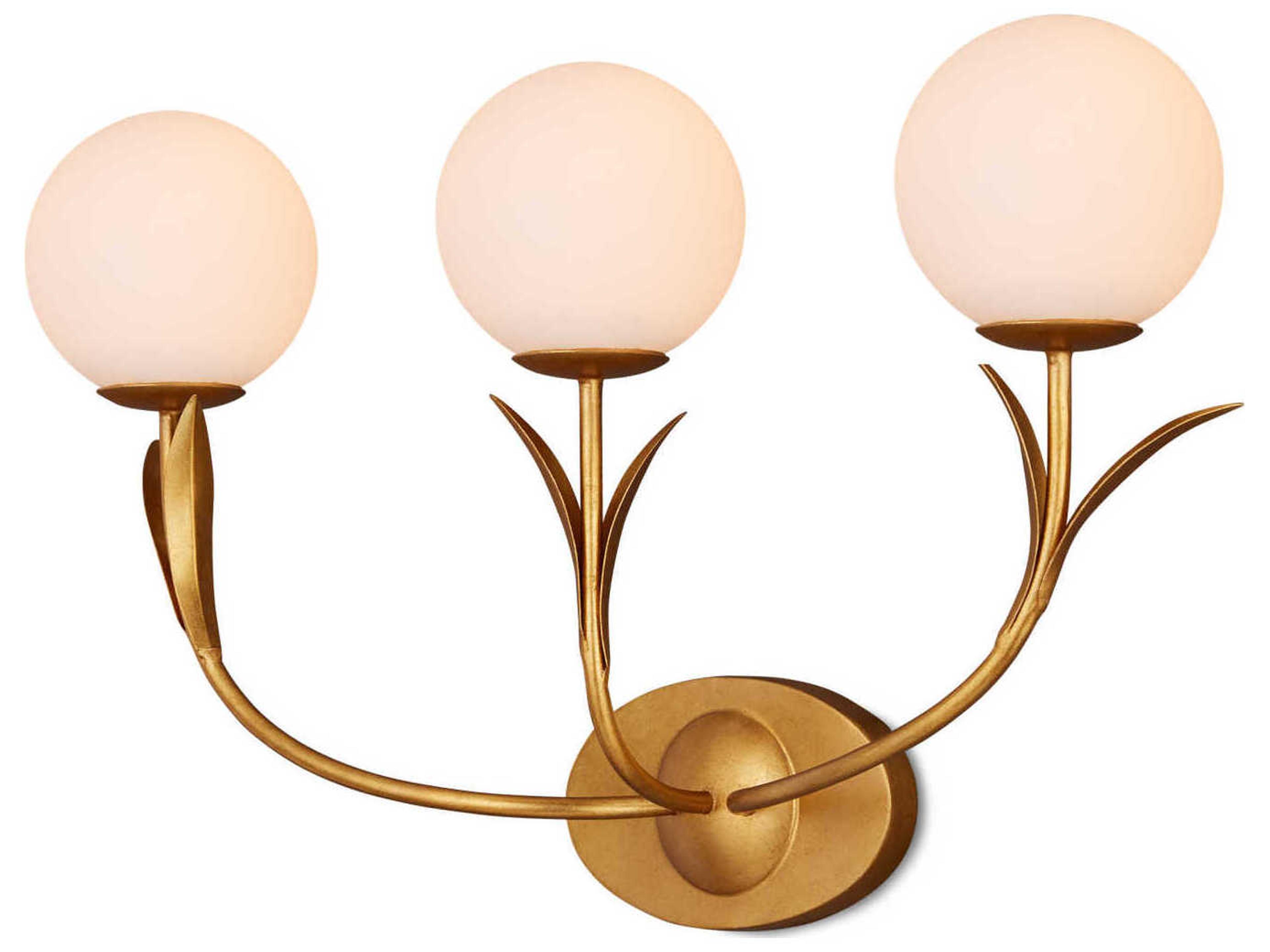 Currey & Company Rossville 3-light Contemporary Gold Leaf Vanity Light