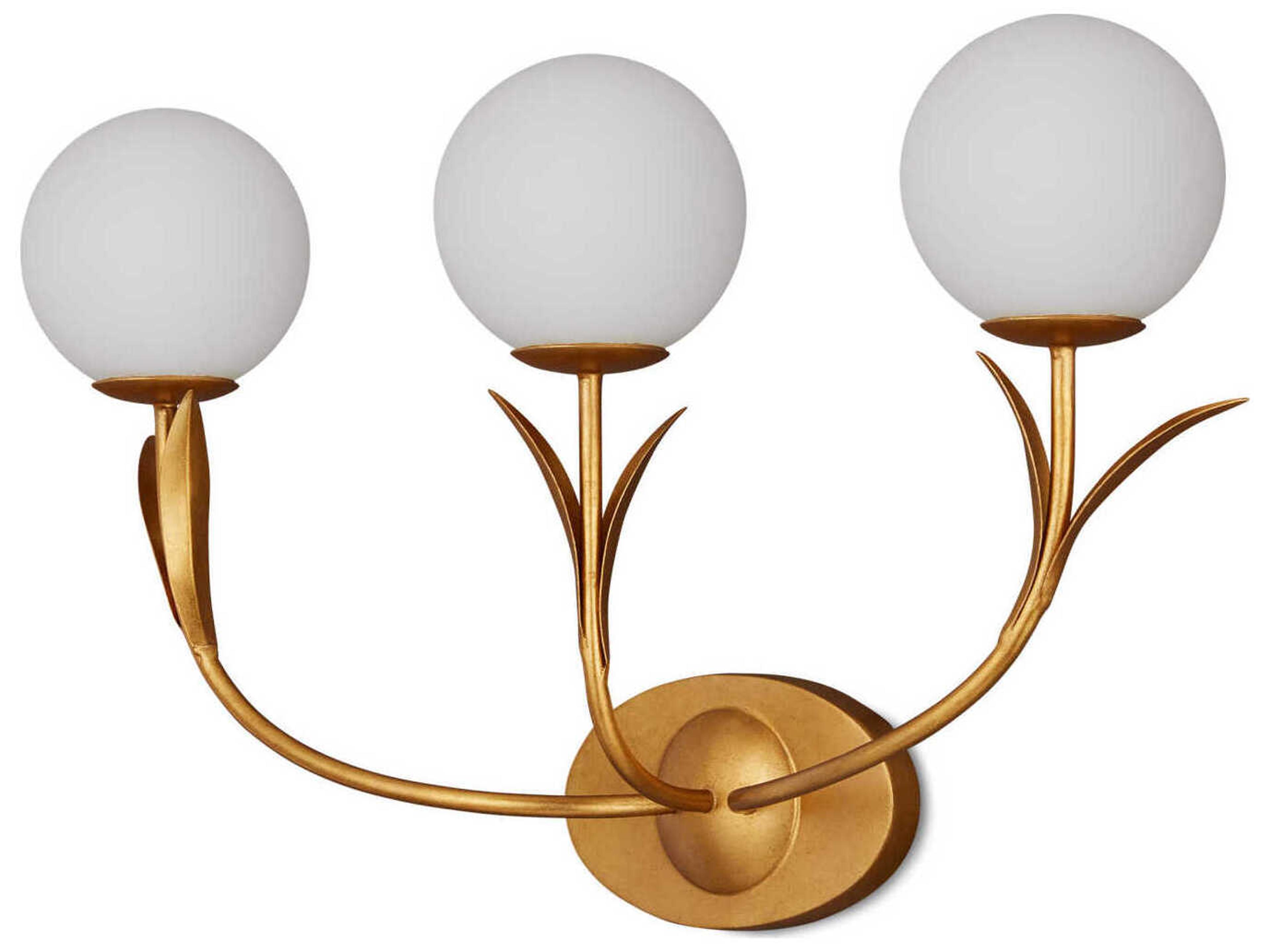 Currey & Company Rossville 3-light Contemporary Gold Leaf Vanity Light