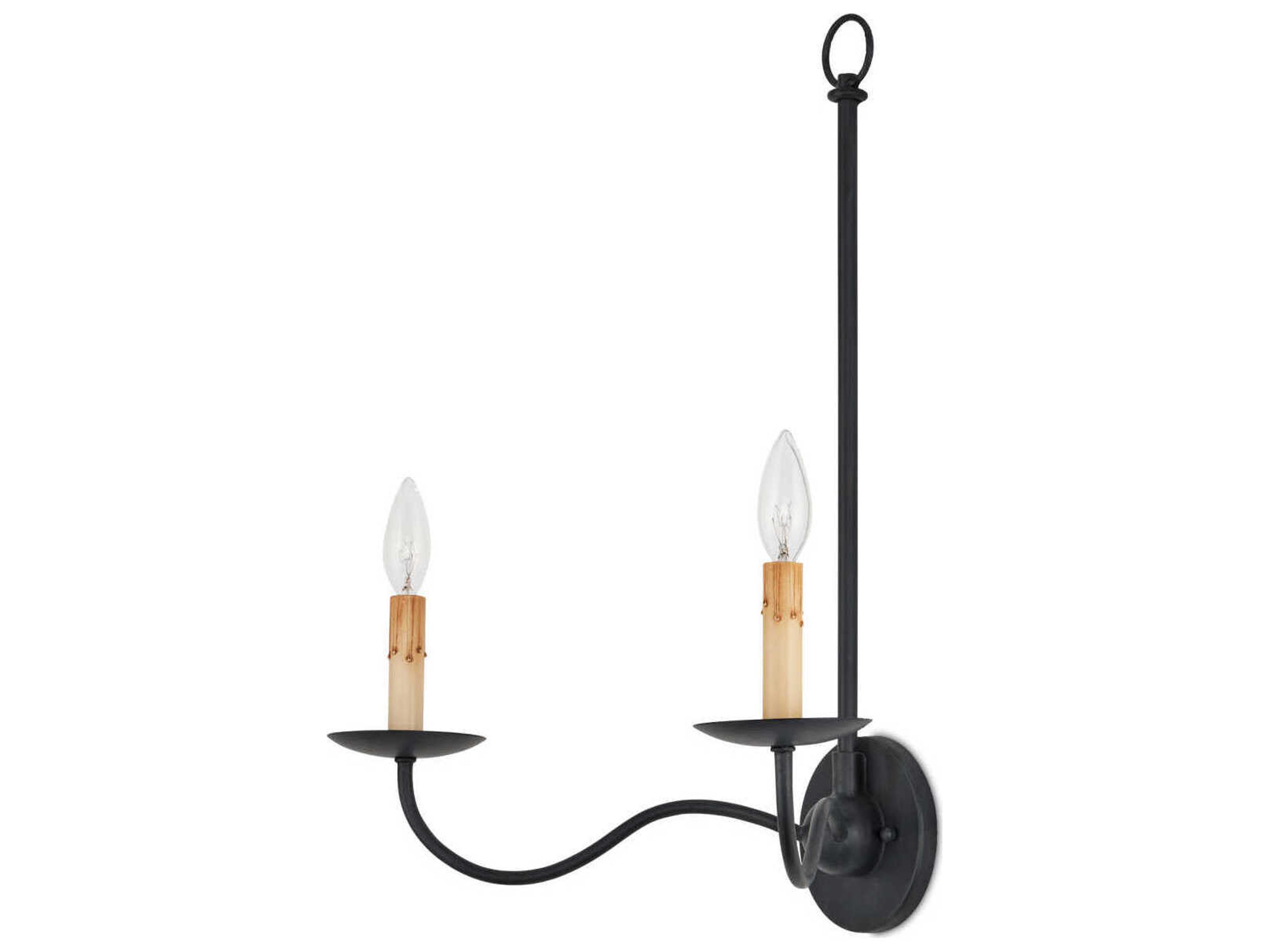 Currey & Company Saxon 2-Light Zanzibar Black Wall Sconce