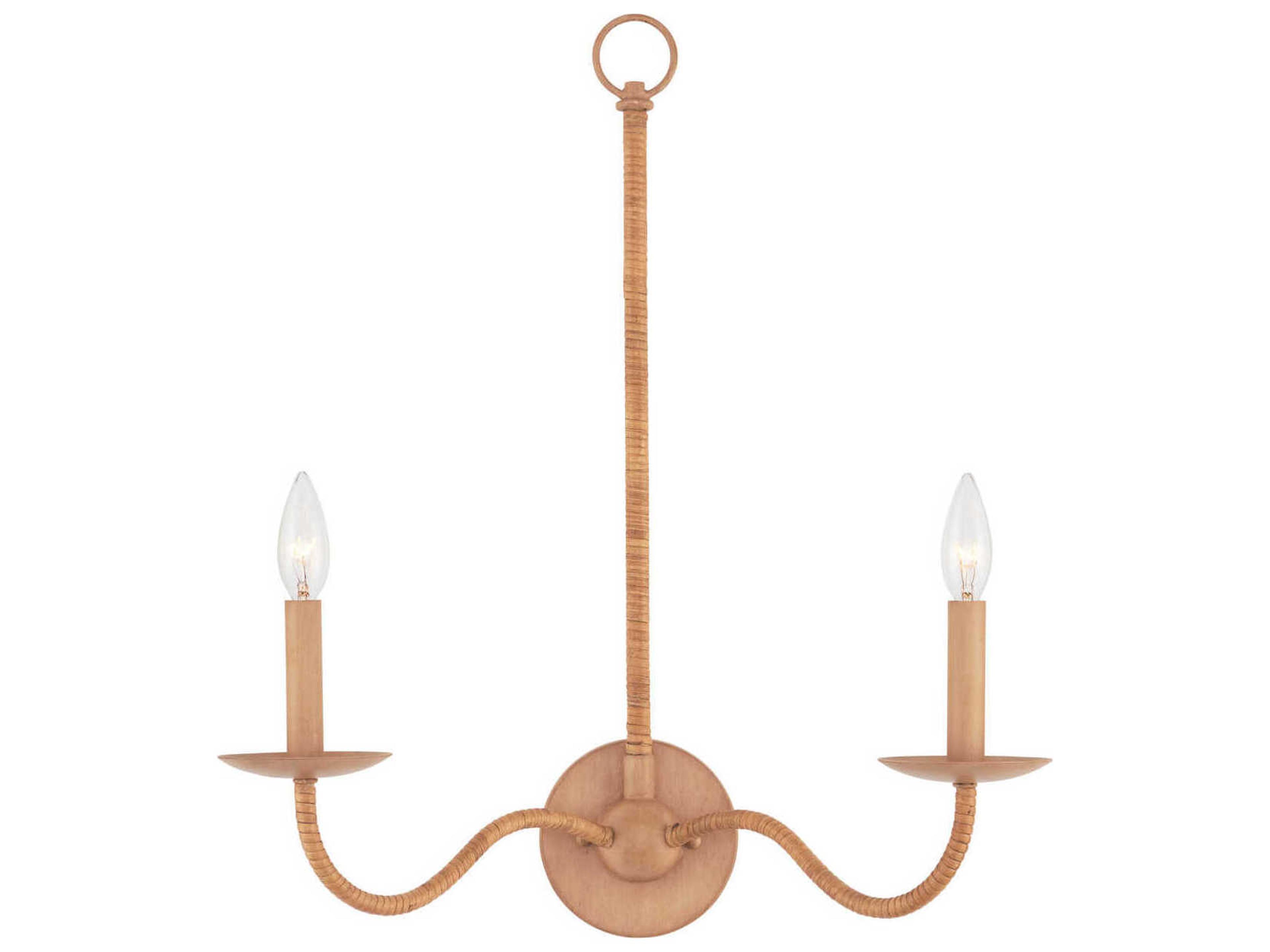 Saxon 2-Light Saddle Tan Natural Brown Wall Sconce