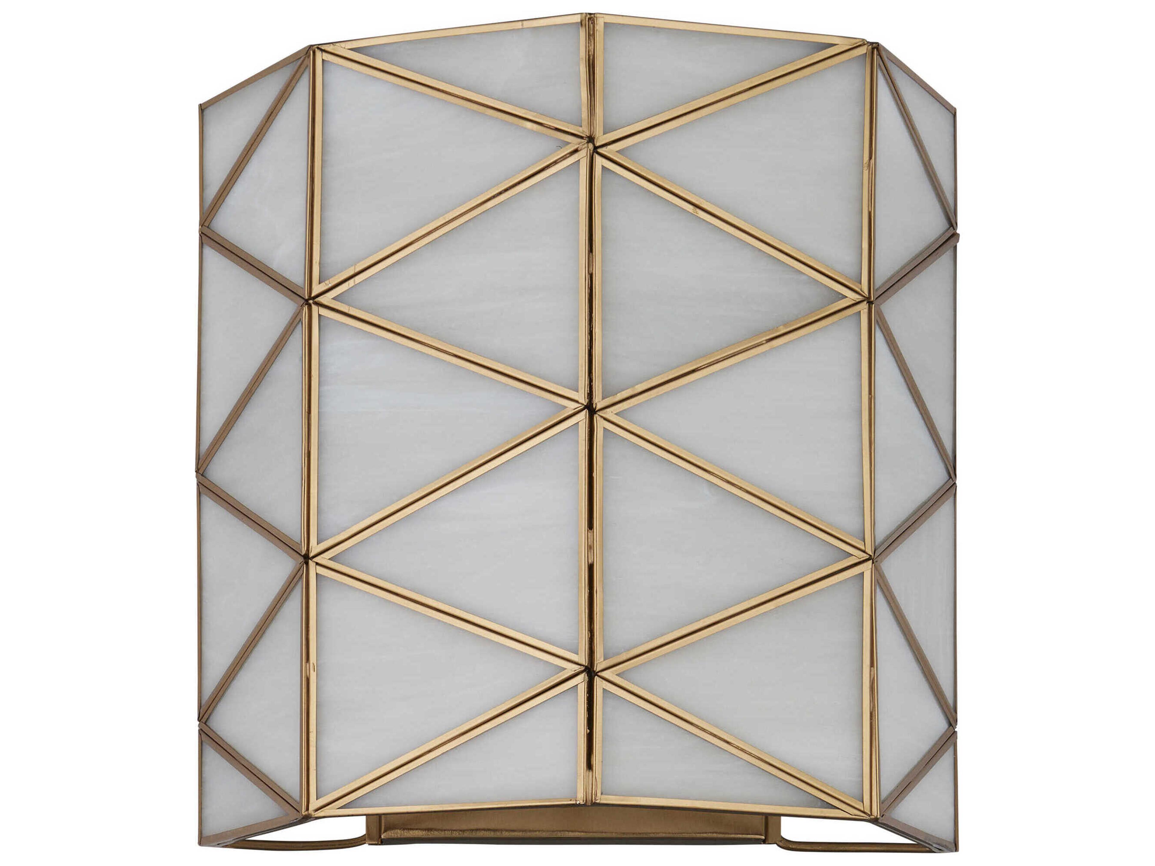 Currey & Company Polyhedron 1-Light White Antique Brass Wall Sconce