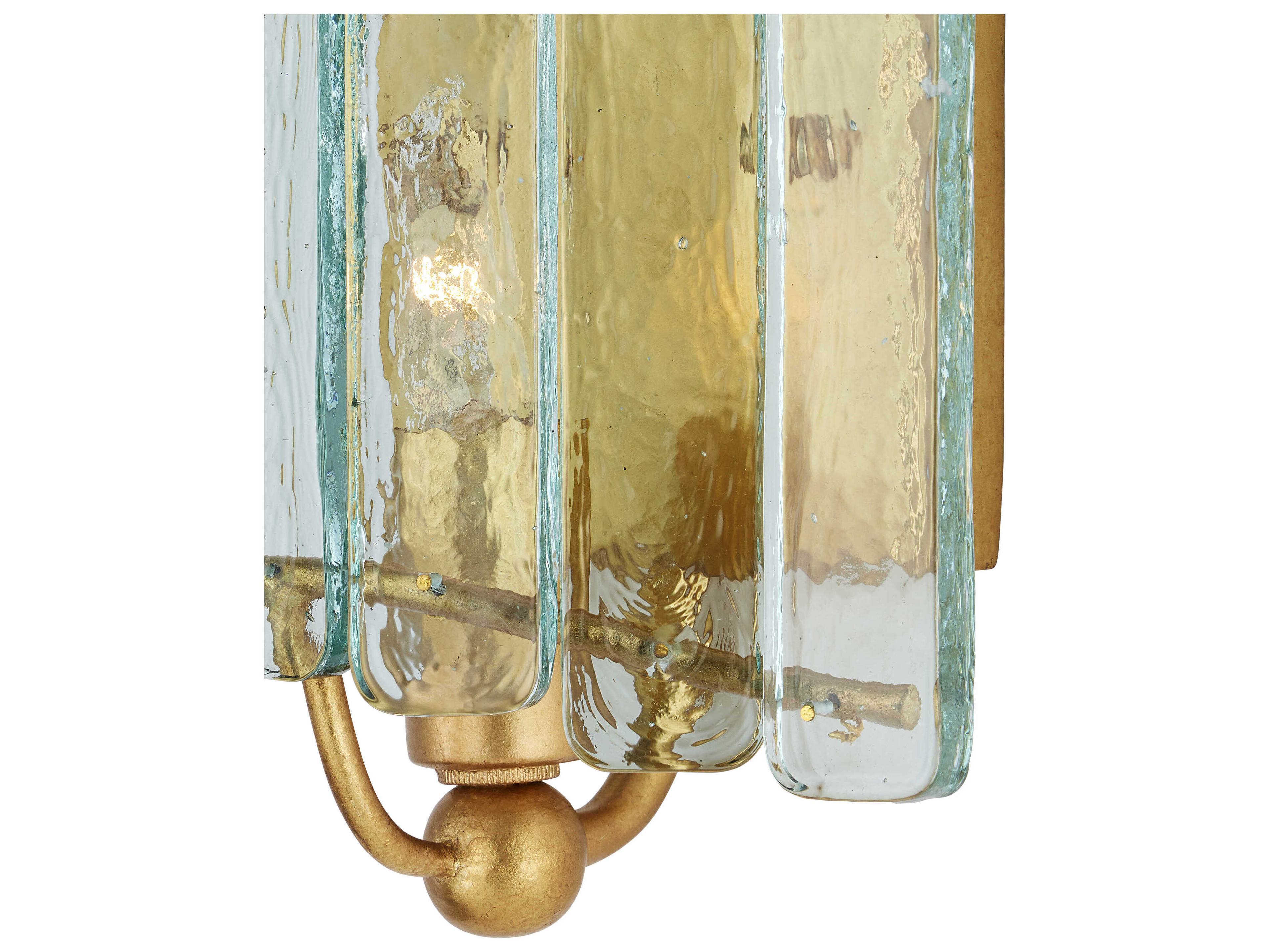 Currey & Company Duvernell 1-Light Contemporary Gold Leaf Clear Wall Sconce