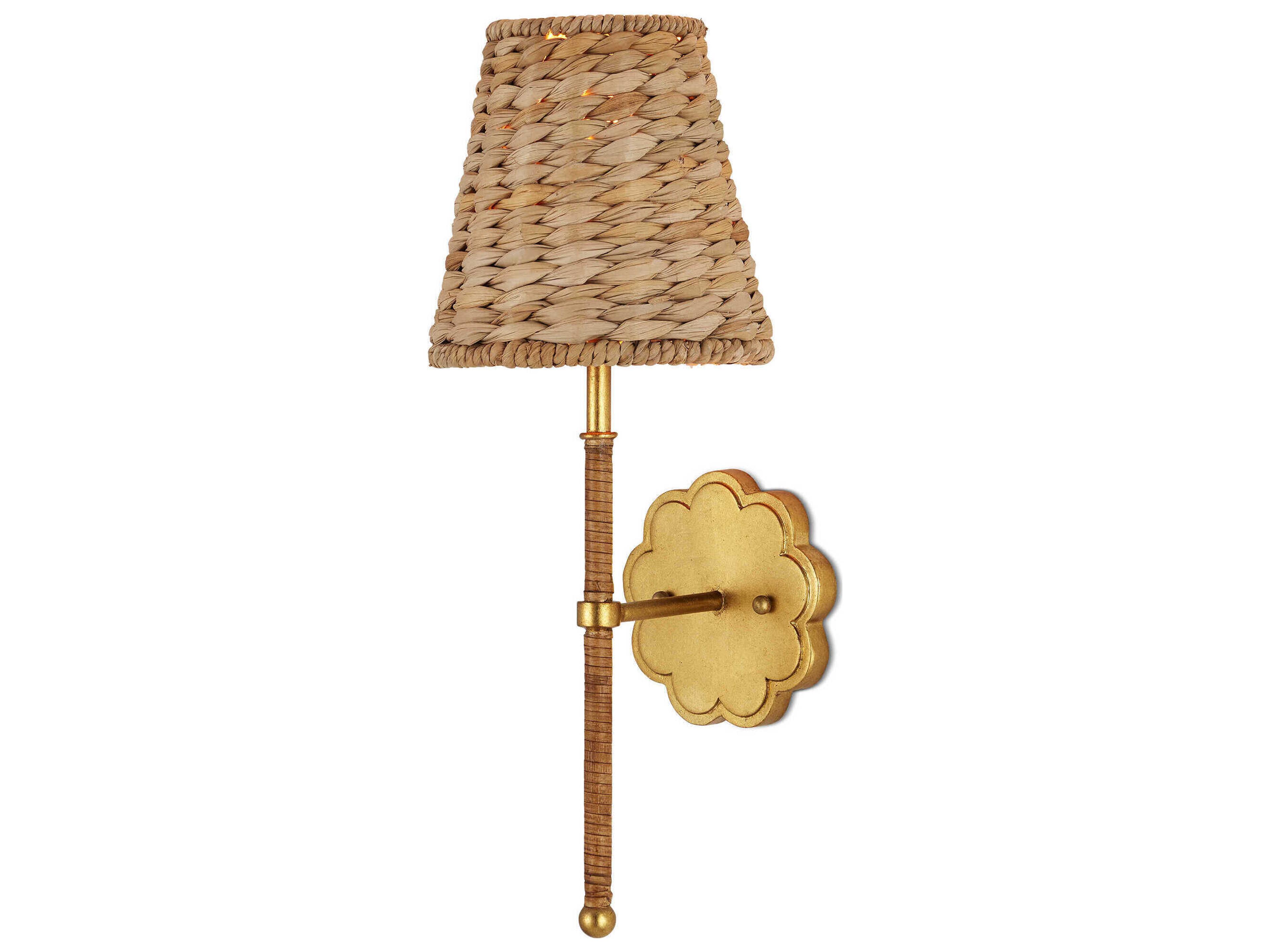 Currey & Company Savoie 1-Light Contemporary Gold Leaf Natural Brown Wall Sconce