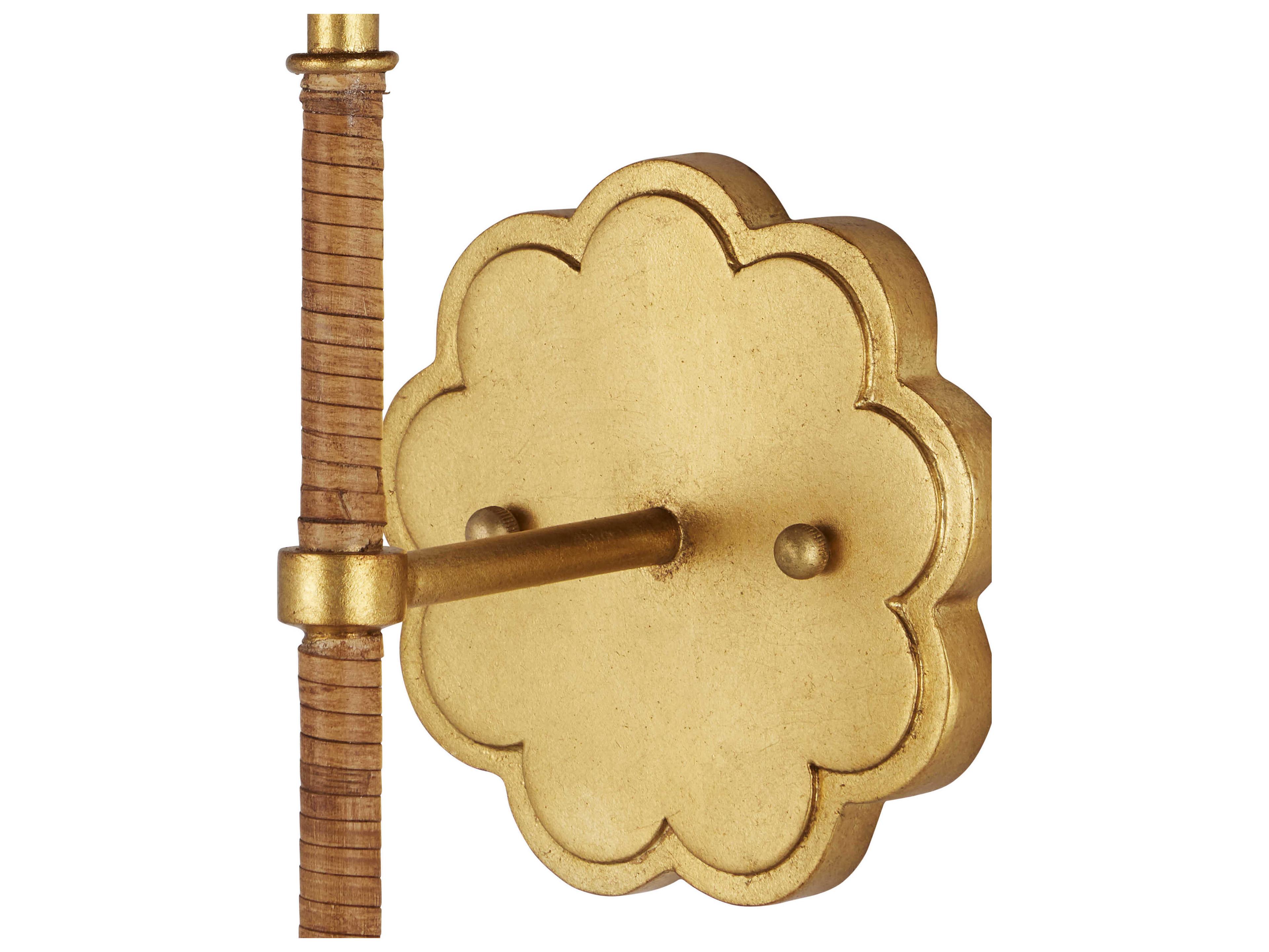 Currey & Company Savoie 1-Light Contemporary Gold Leaf Natural Brown Wall Sconce