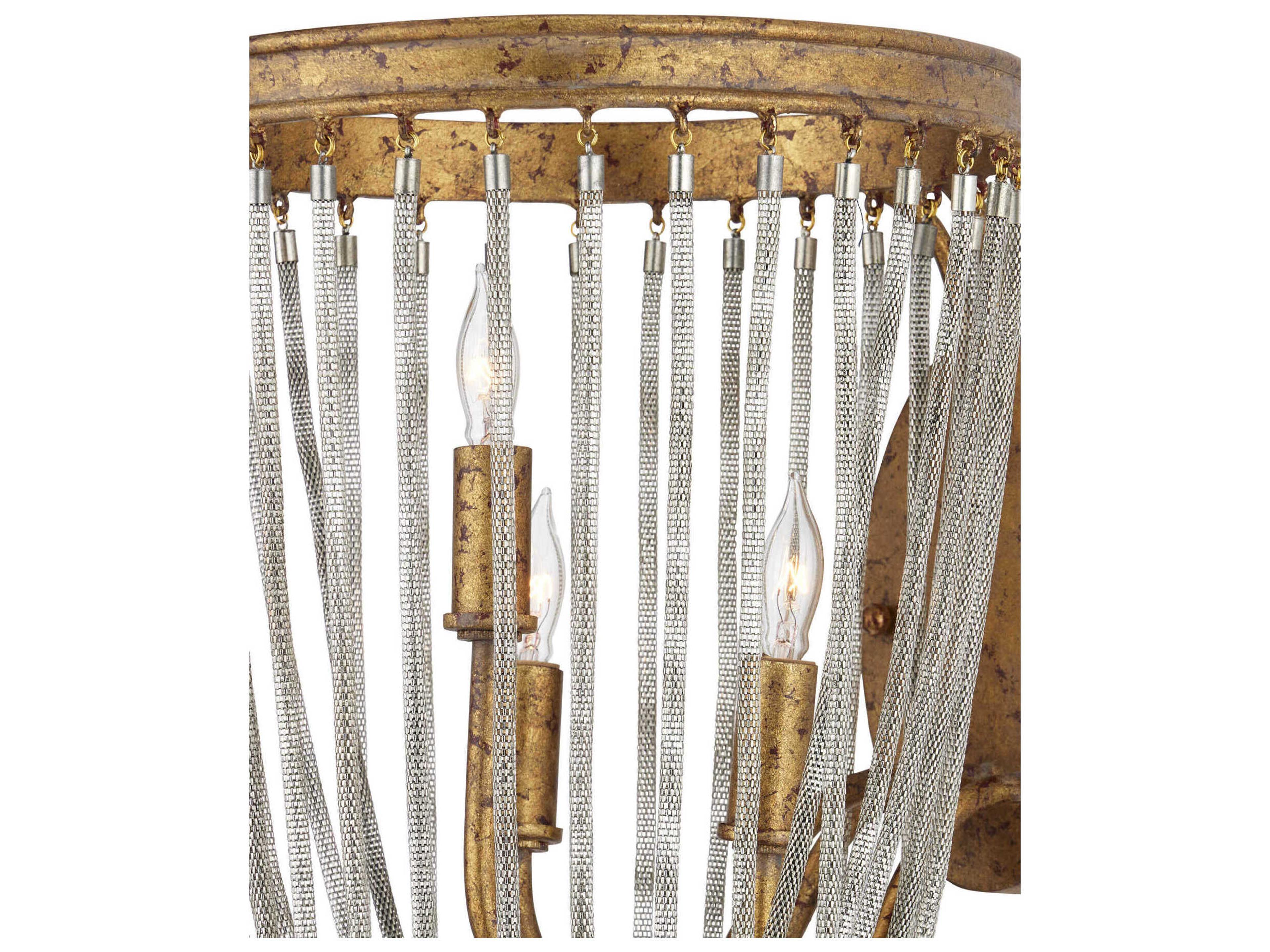 Currey & Company Lucien 3-Light French Gold Leaf Iron Wall Sconce