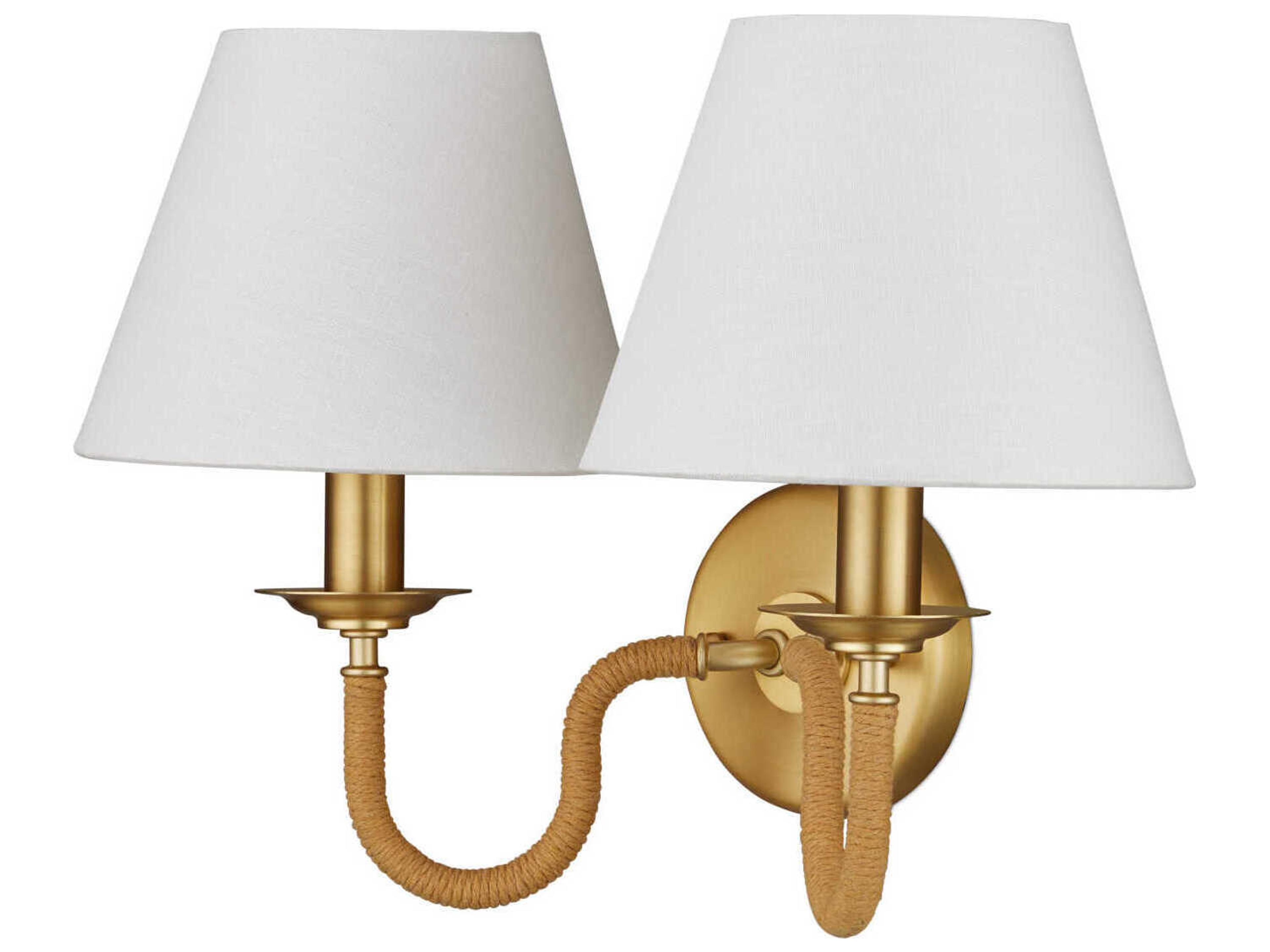 Currey & Company Adala 2-Light Natural Brushed Brass Wall Sconce