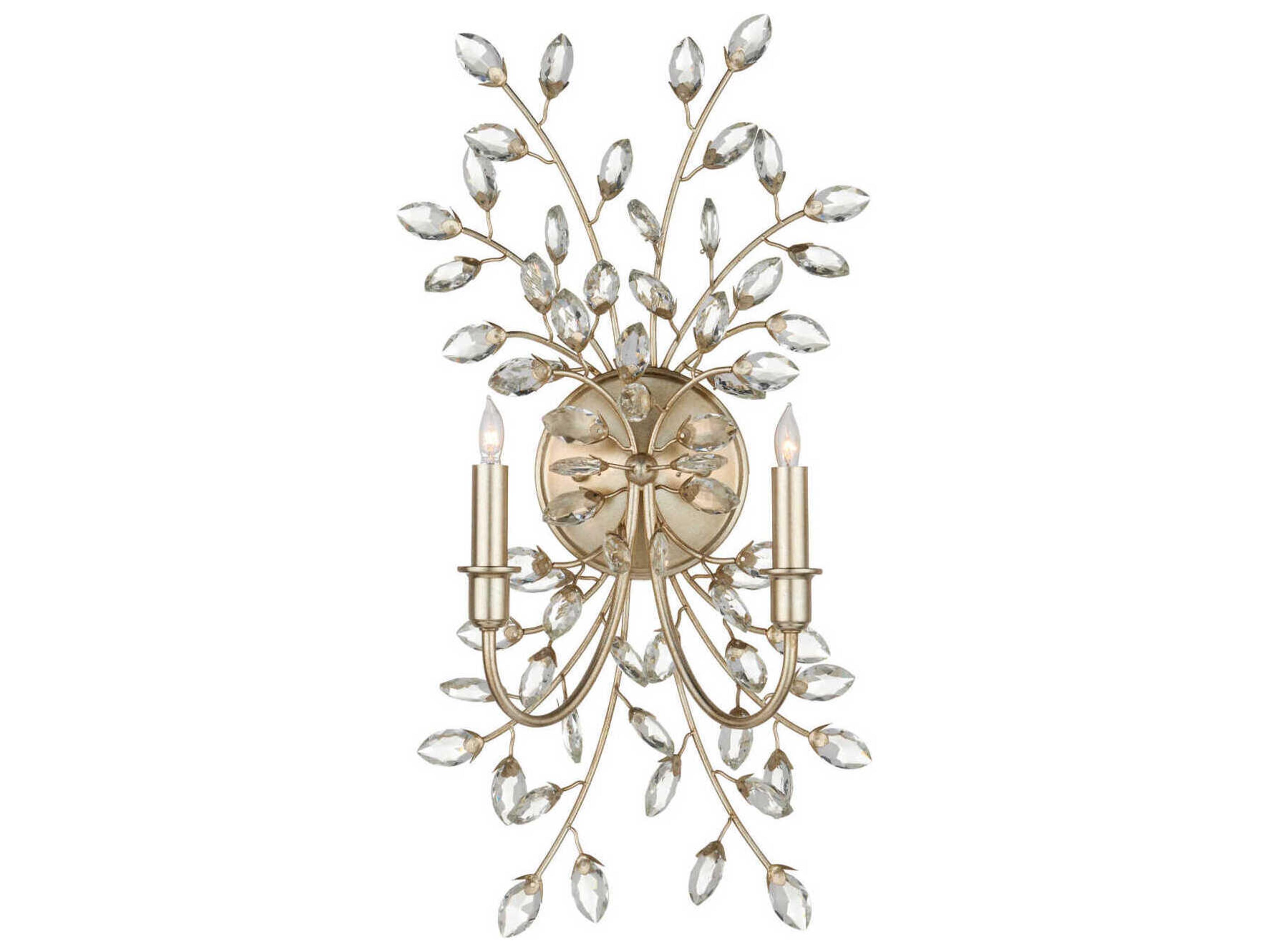 Forget-Me-Not 2-Light Silver Leaf Wall Sconce