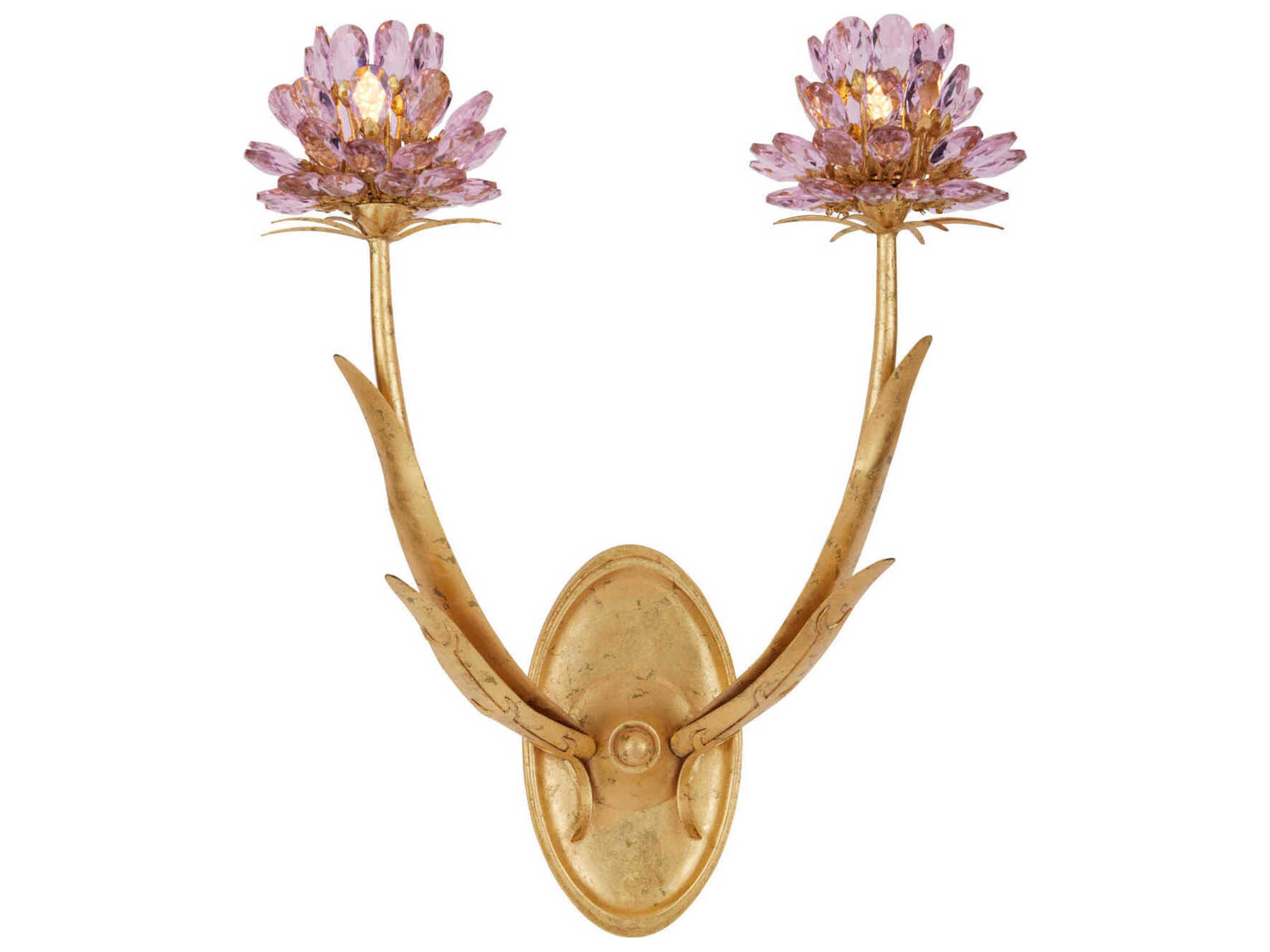 Marilee 2-Light Pink Dutch Gold Leaf Wall Sconce