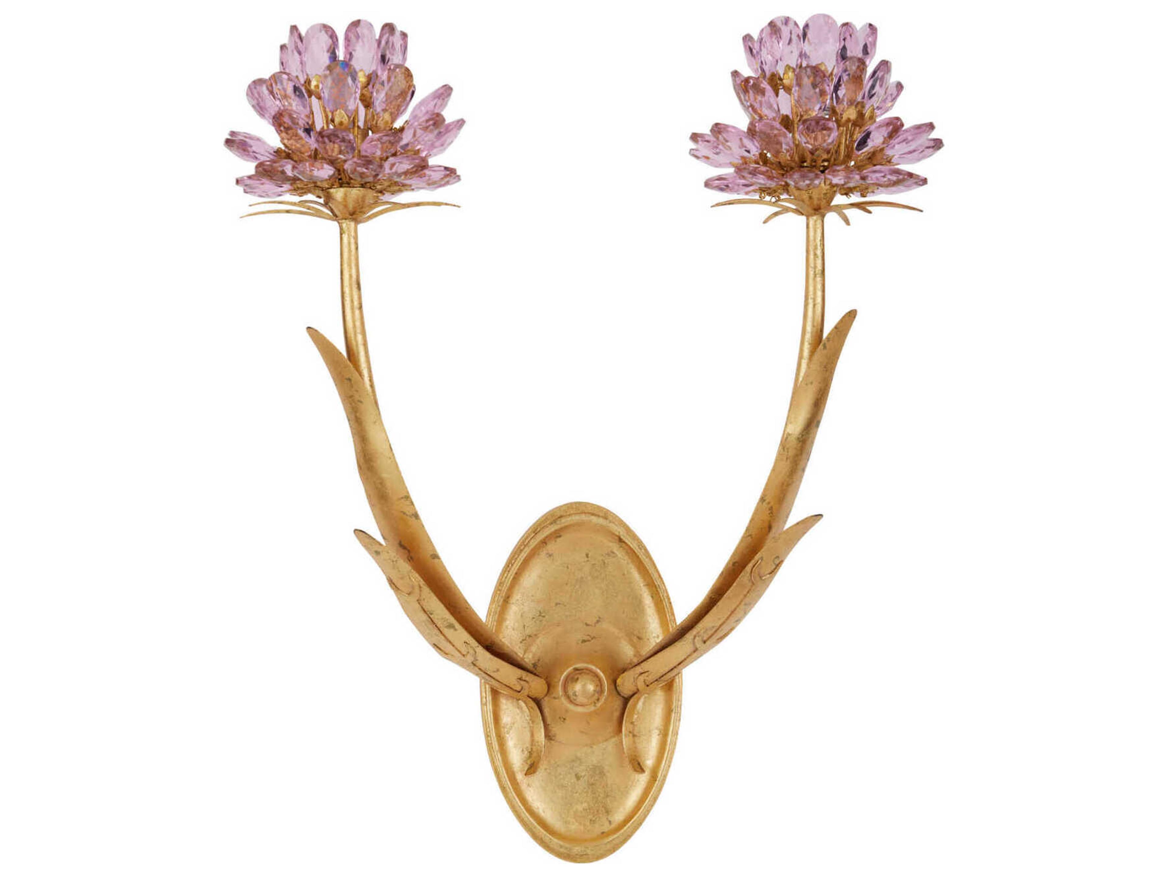 Currey & Company Marilee 2-Light Pink Dutch Gold Leaf Wall Sconce