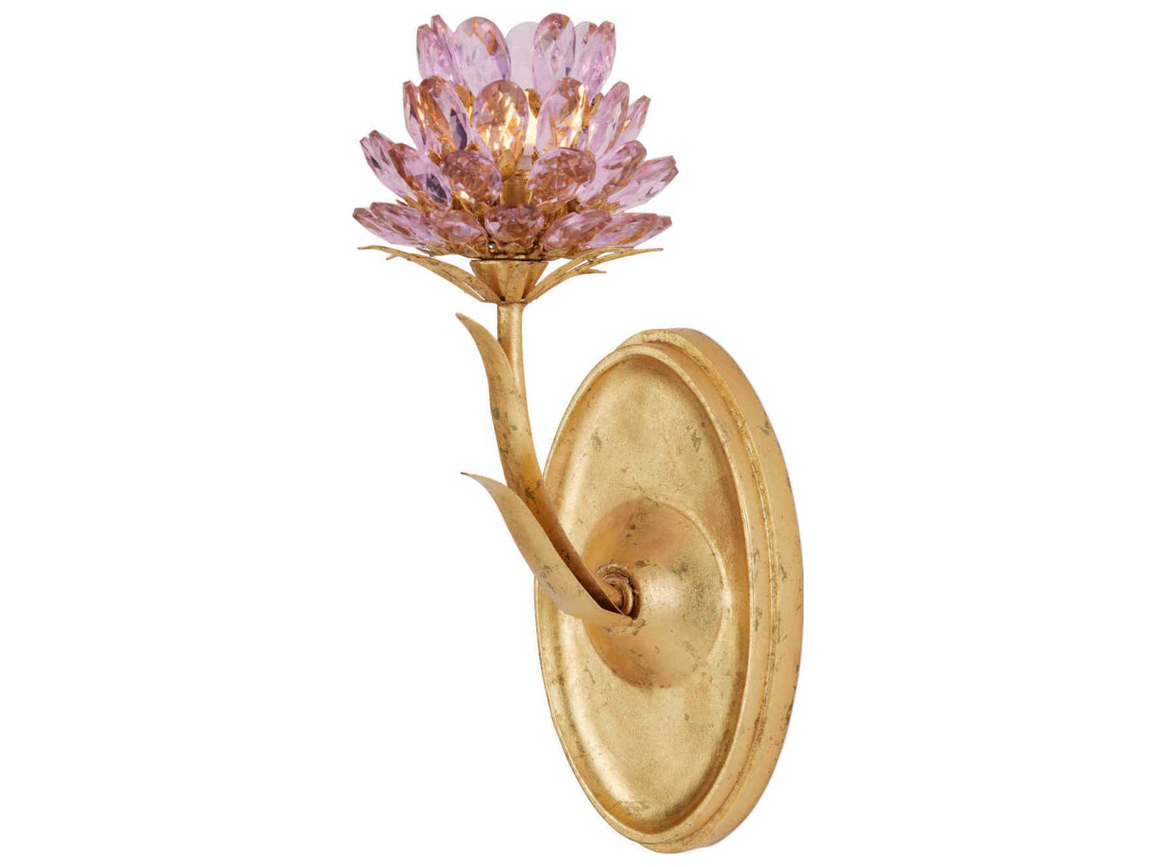 Currey & Company Marilee 1-Light Pink Dutch Gold Leaf Wall Sconce