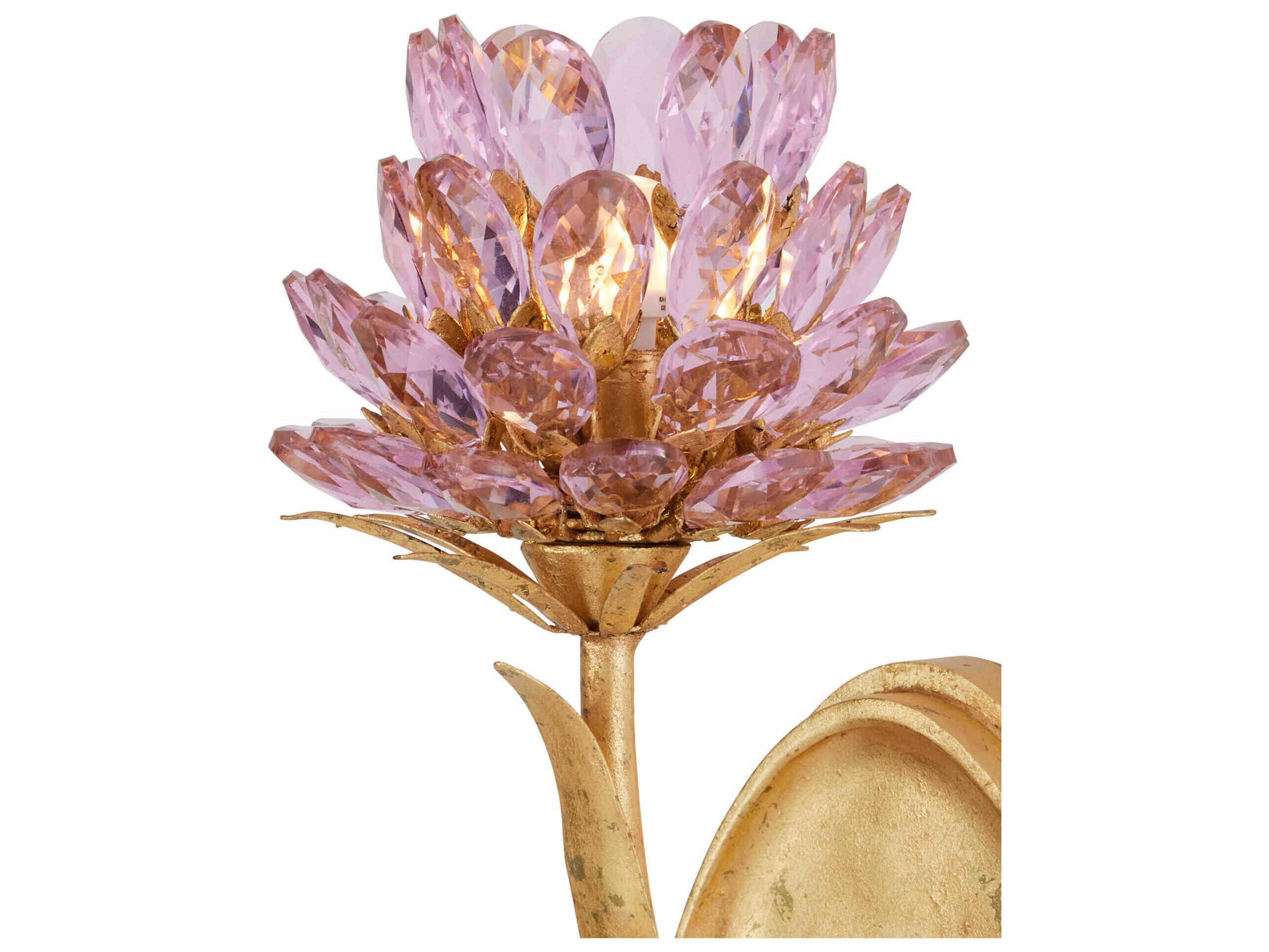 Currey & Company Marilee 1-Light Pink Dutch Gold Leaf Wall Sconce