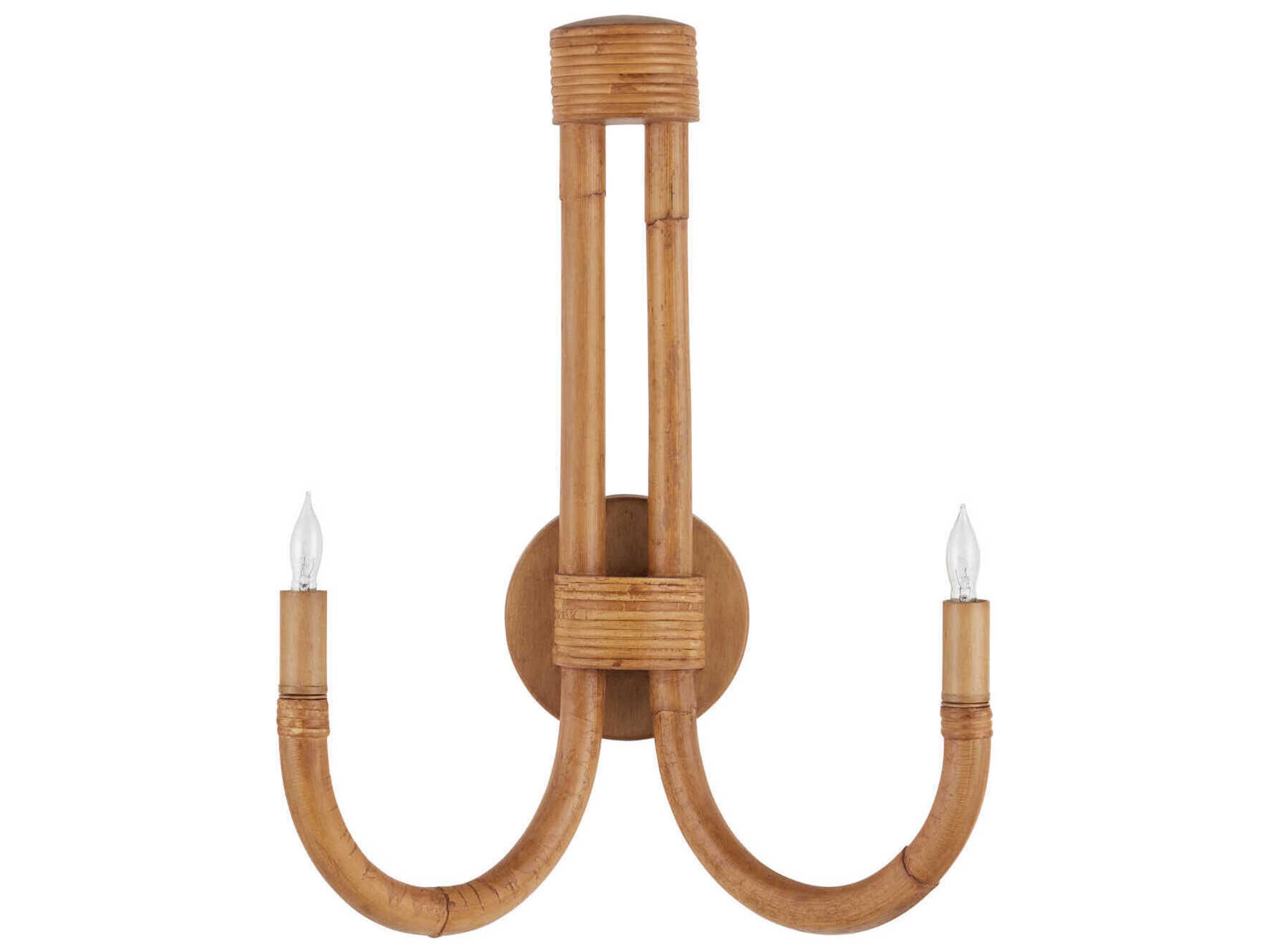 Currey & Company Samsara 2-Light Natural Saddle Tan Wall Sconce