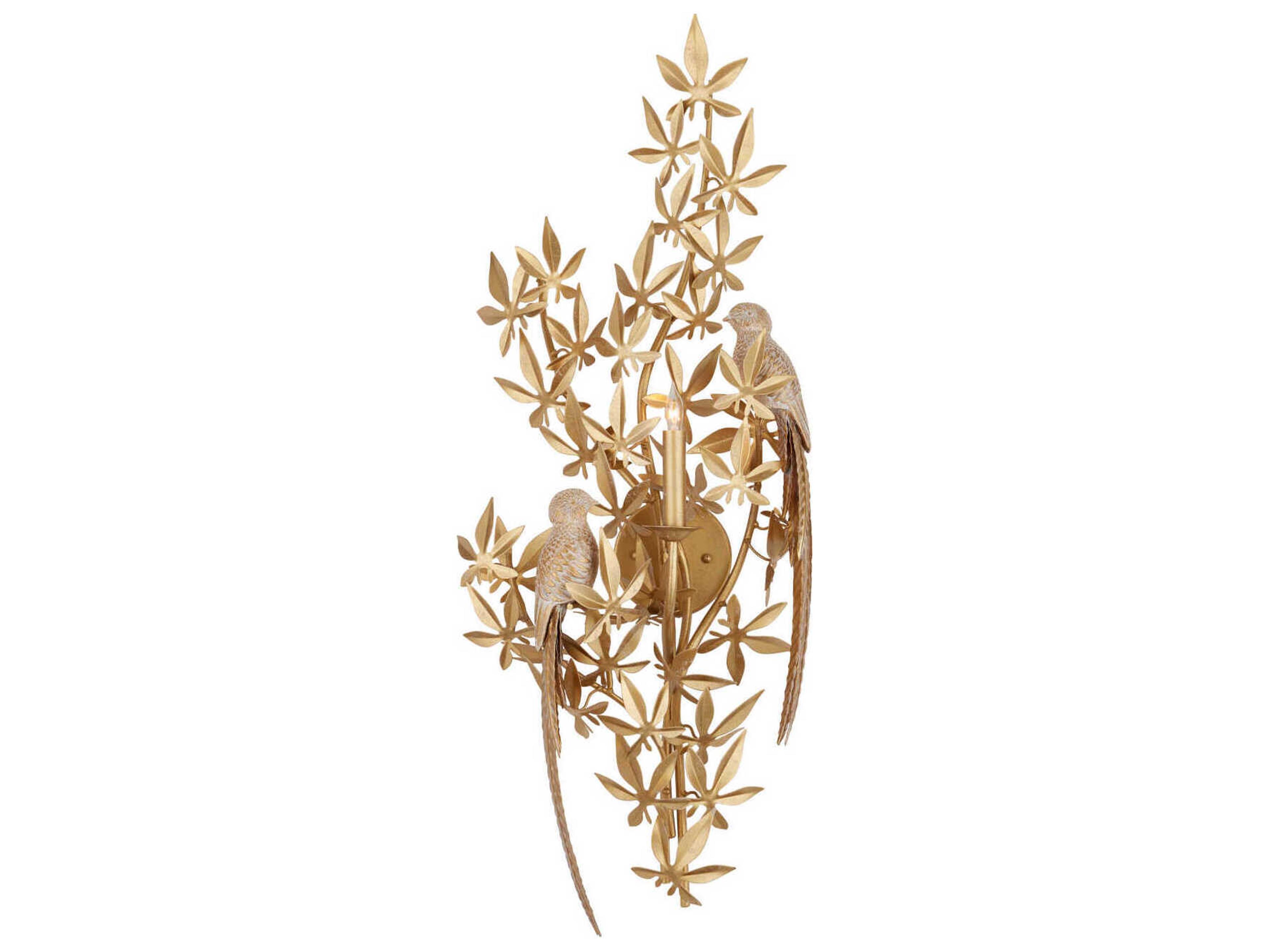 Currey & Company Aviary 1-Light Swedish Gold Wall Sconce