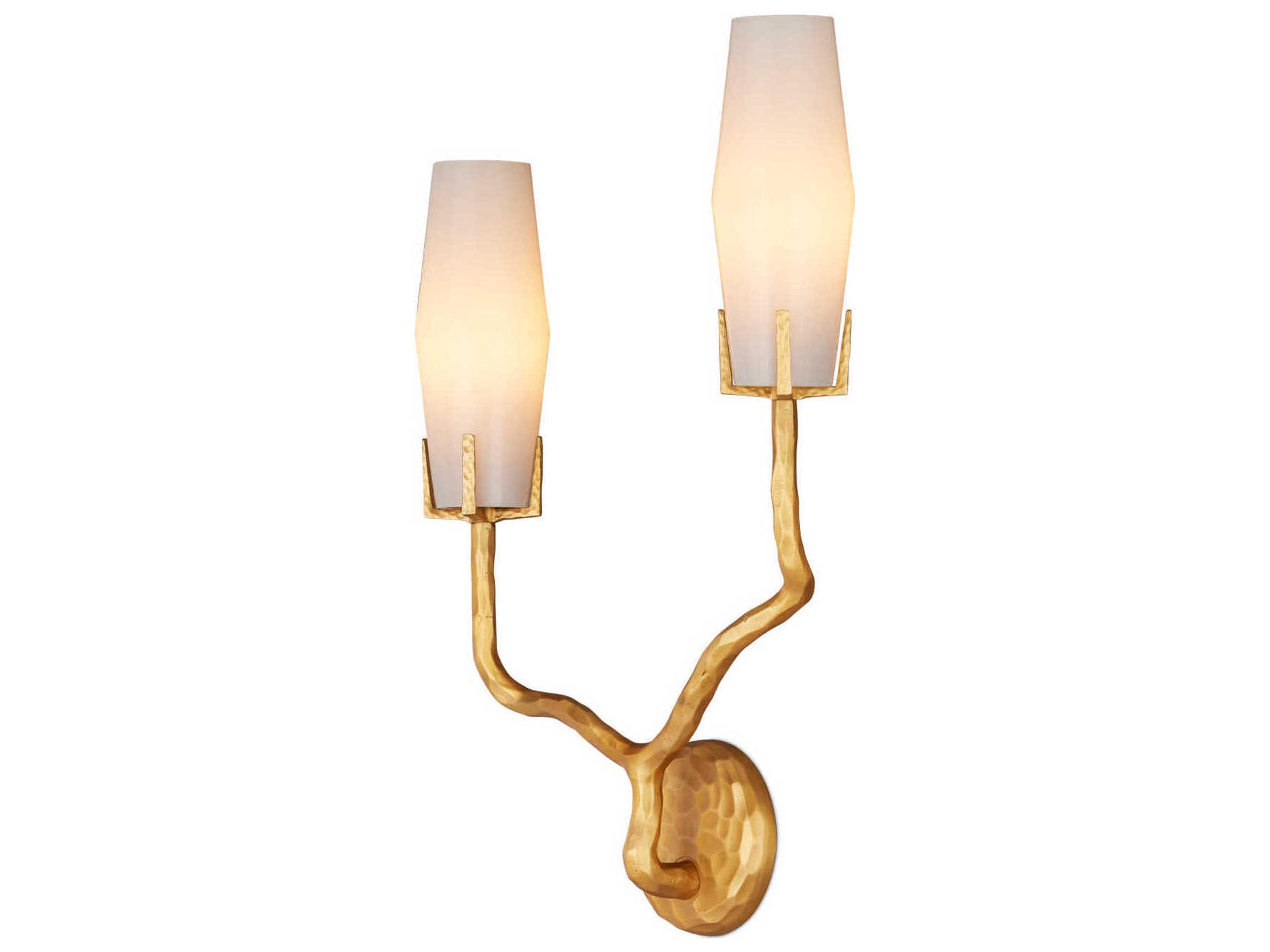 Currey & Company Mathilda 2-Light White Matte Gold Wall Sconce