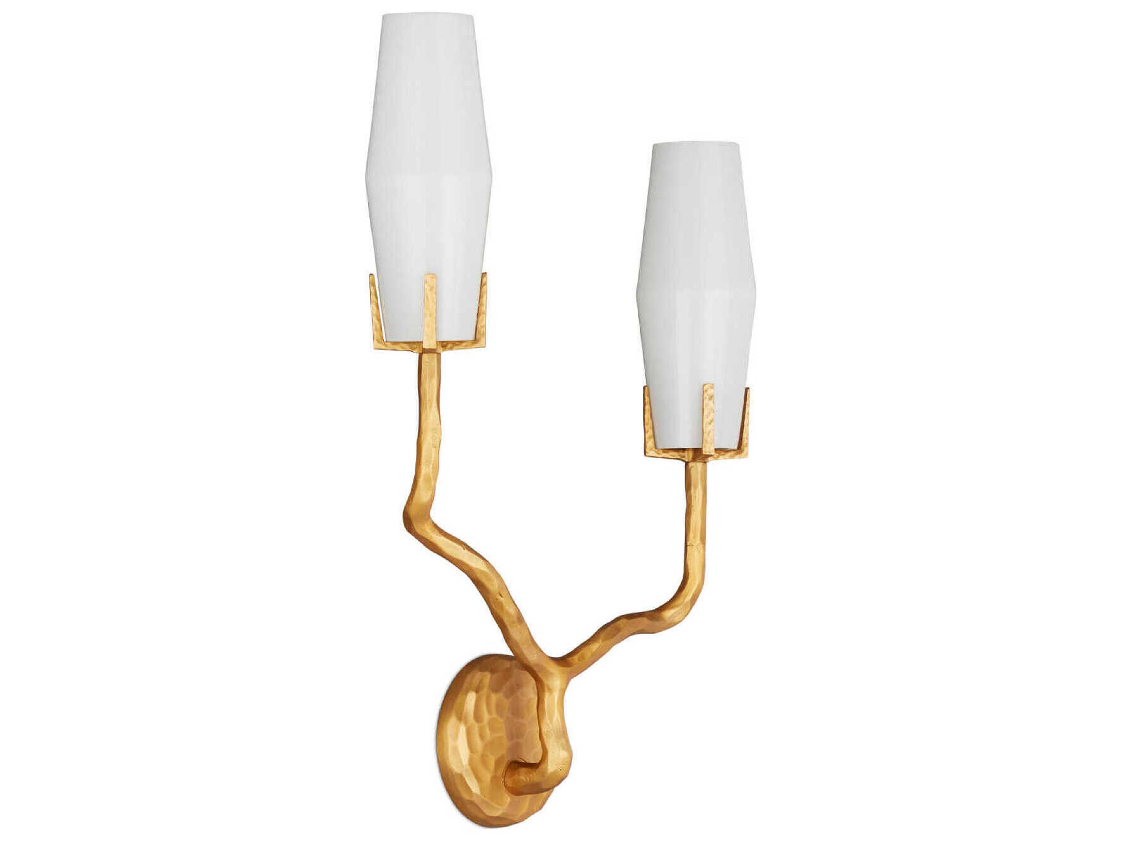 Currey & Company Mathilda 2-Light White Matte Gold Wall Sconce